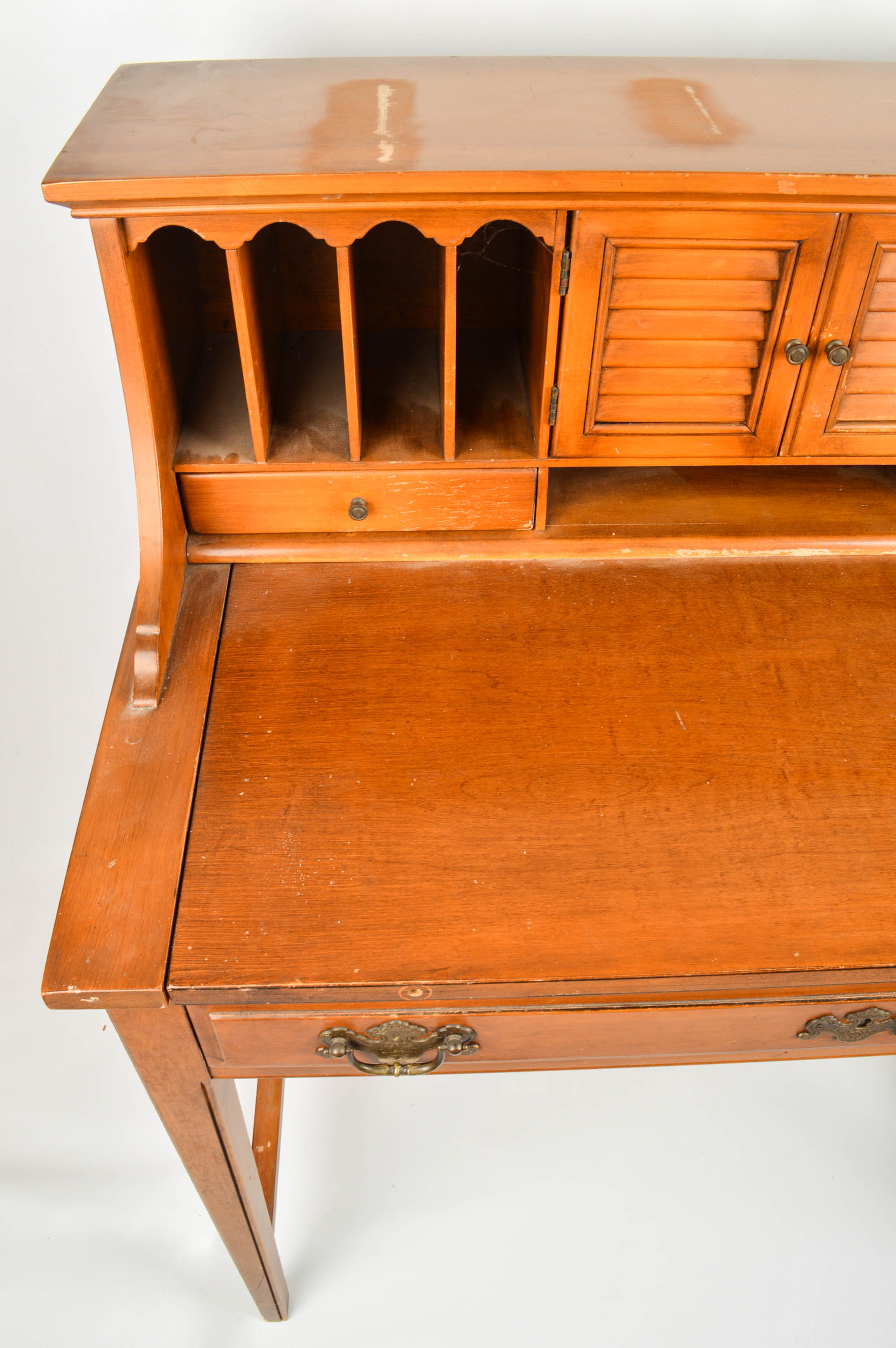 Maple Desk With Wall Shelf Unit