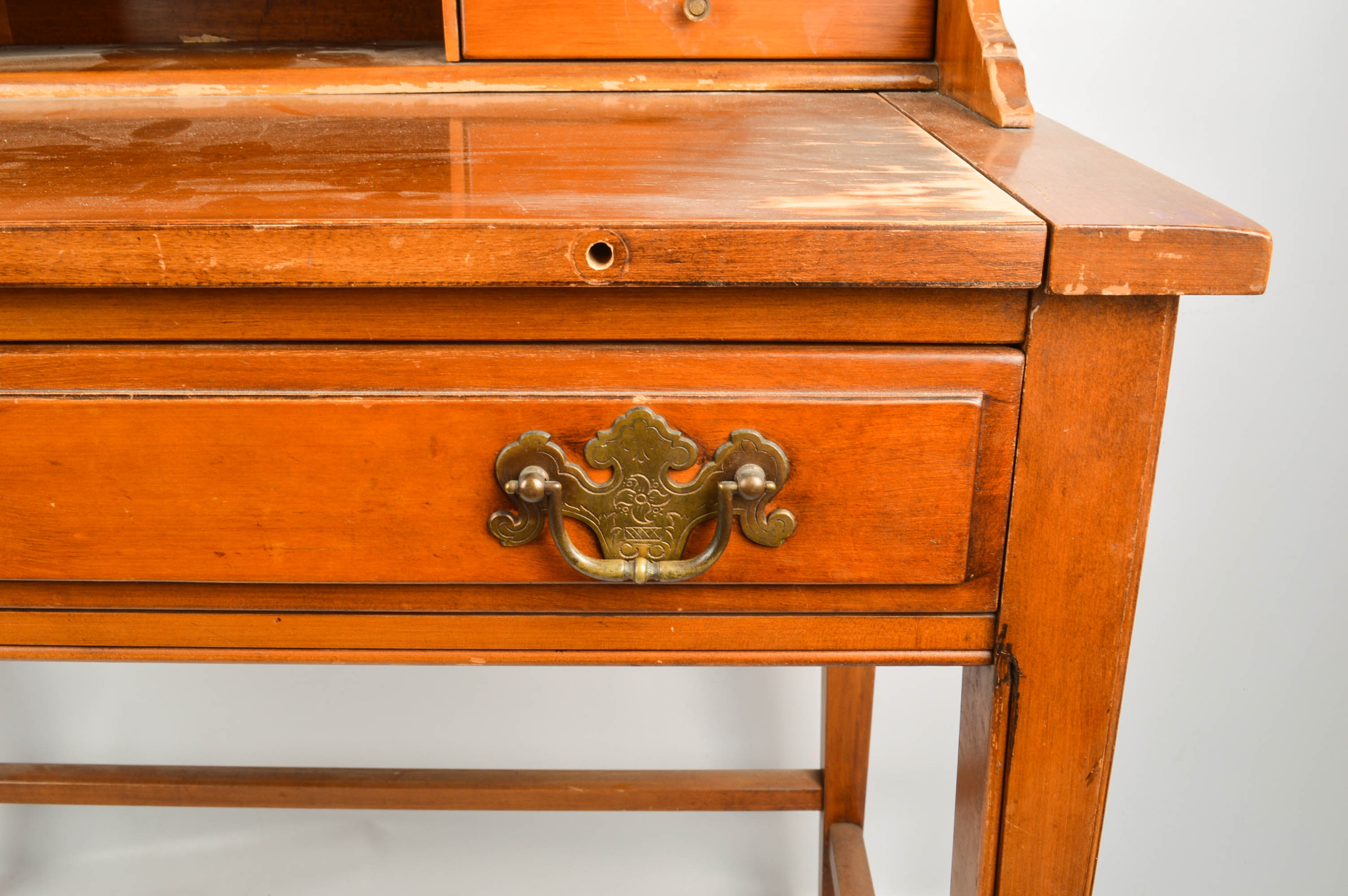 Maple Desk With Wall Shelf Unit