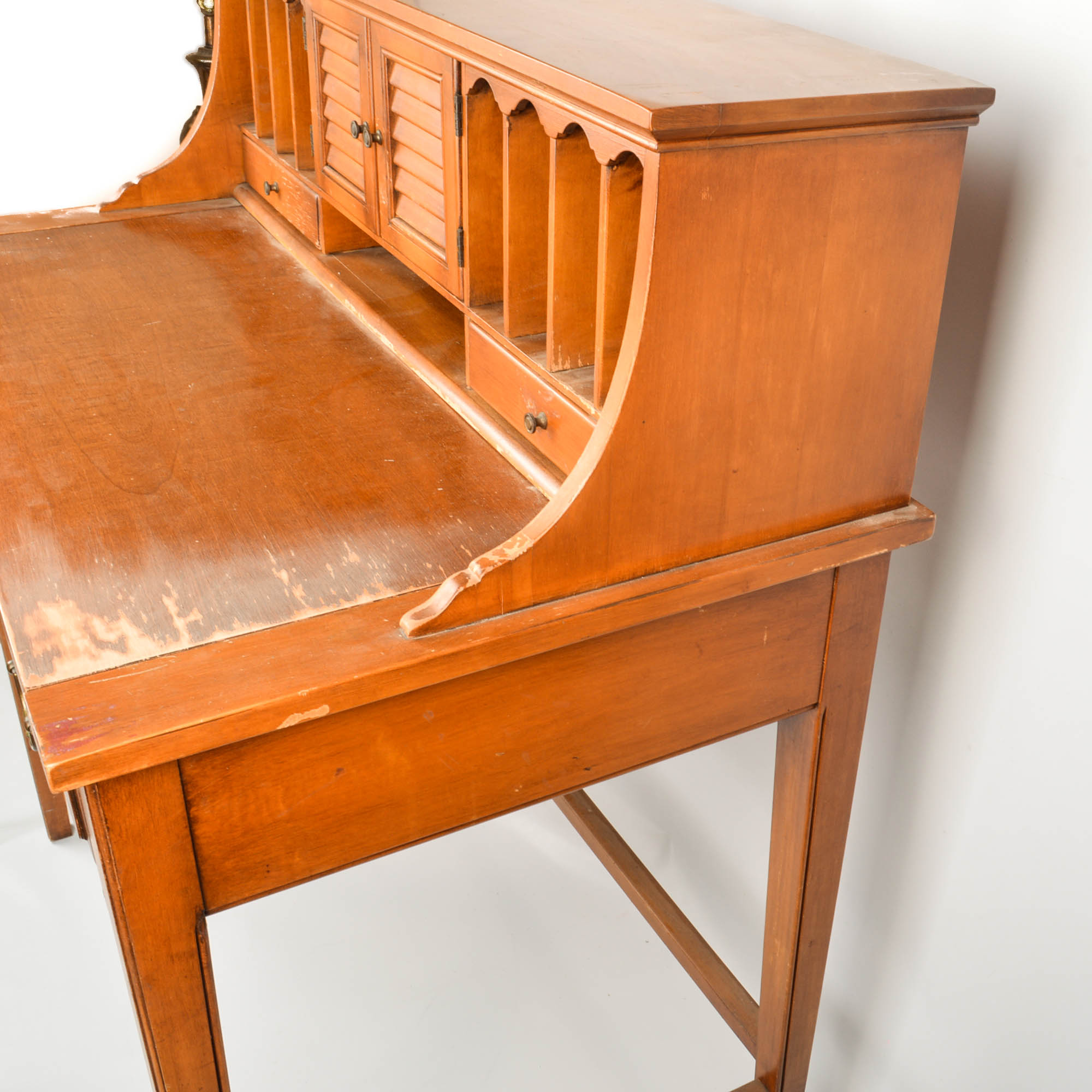 Maple Desk With Wall Shelf Unit