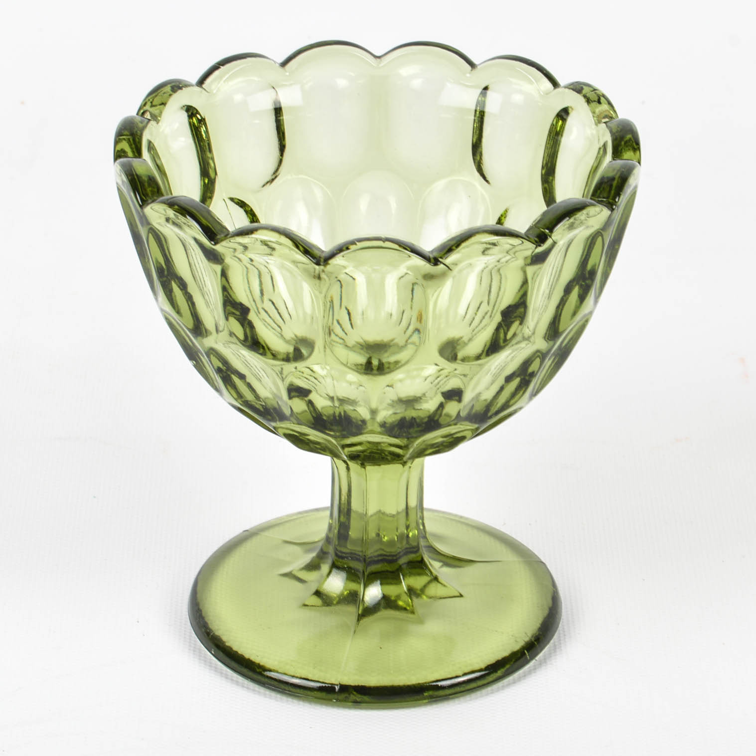 Fenton Colonial Green "Thumbprint" Glassware