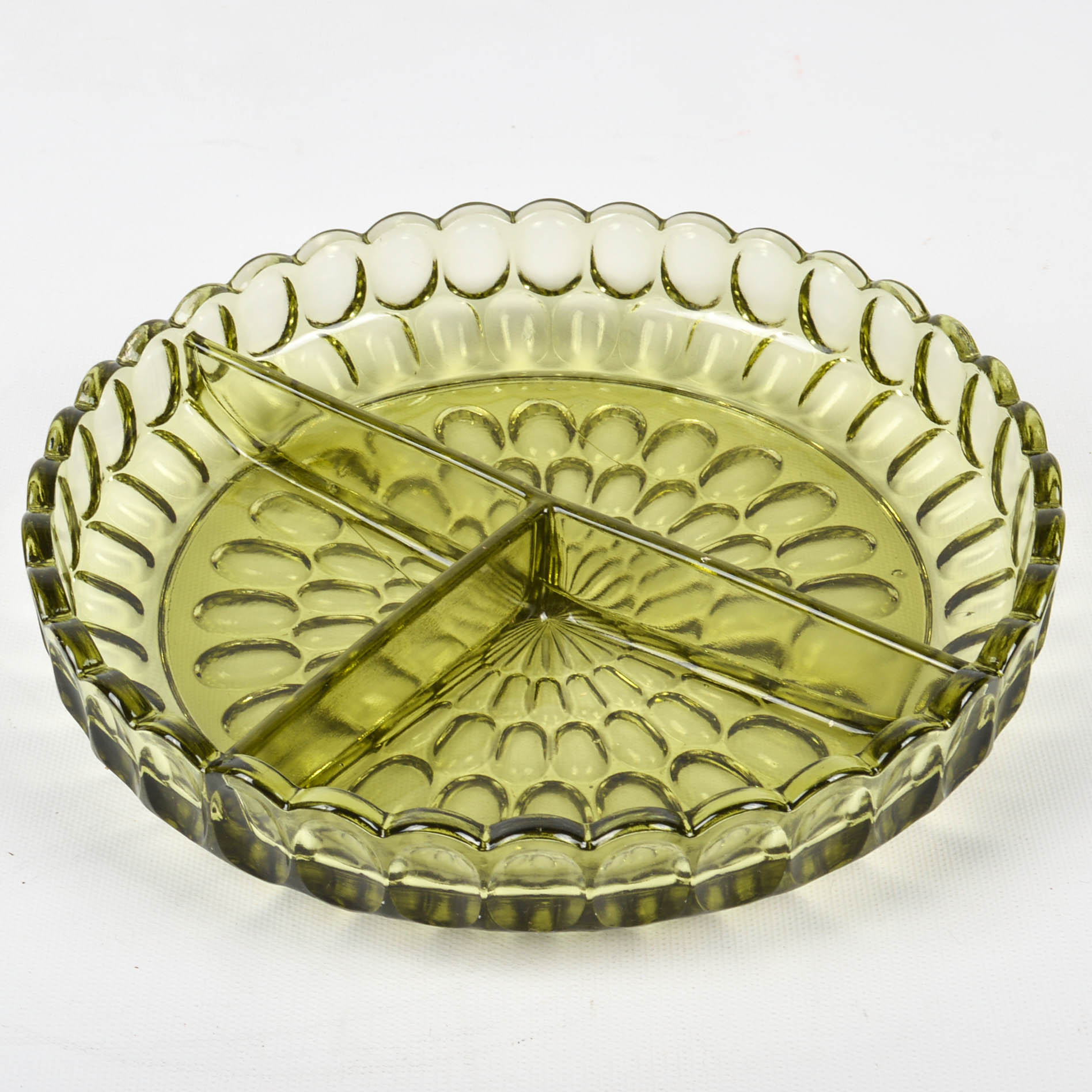 Fenton Colonial Green "Thumbprint" Glassware