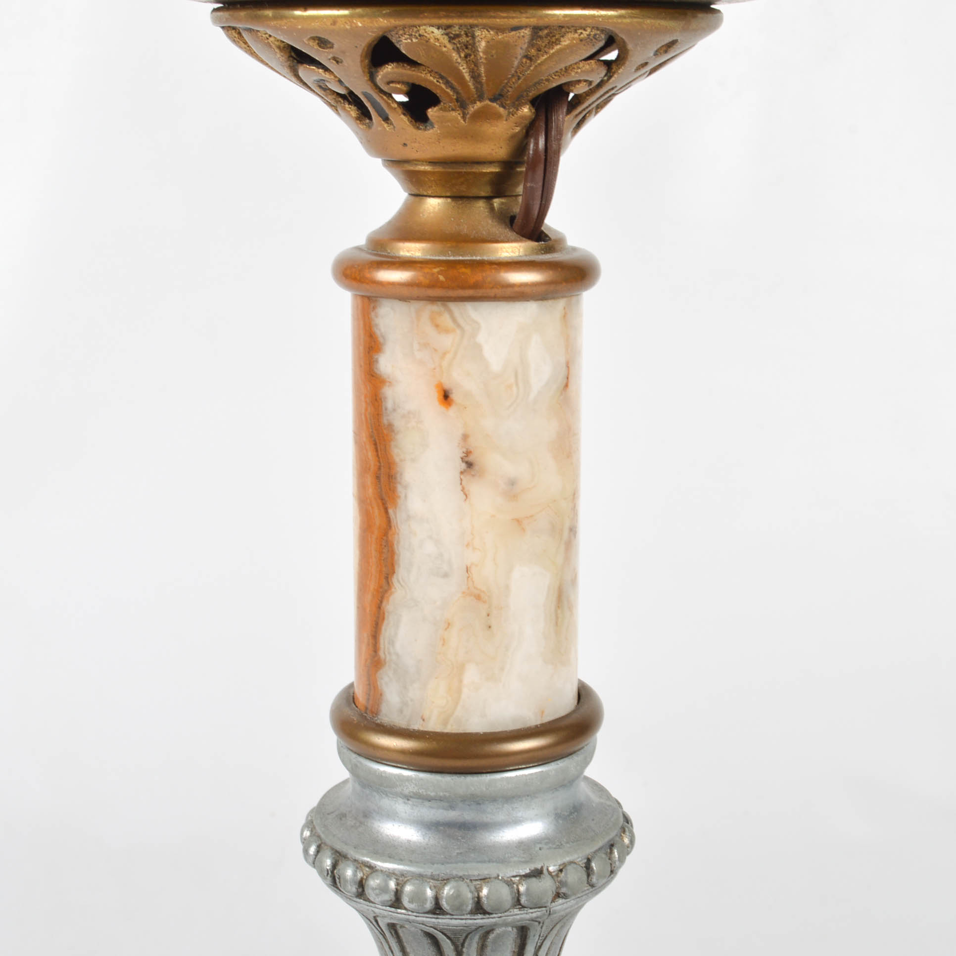 Converted Antique Lamp with Hand-Painted Globe