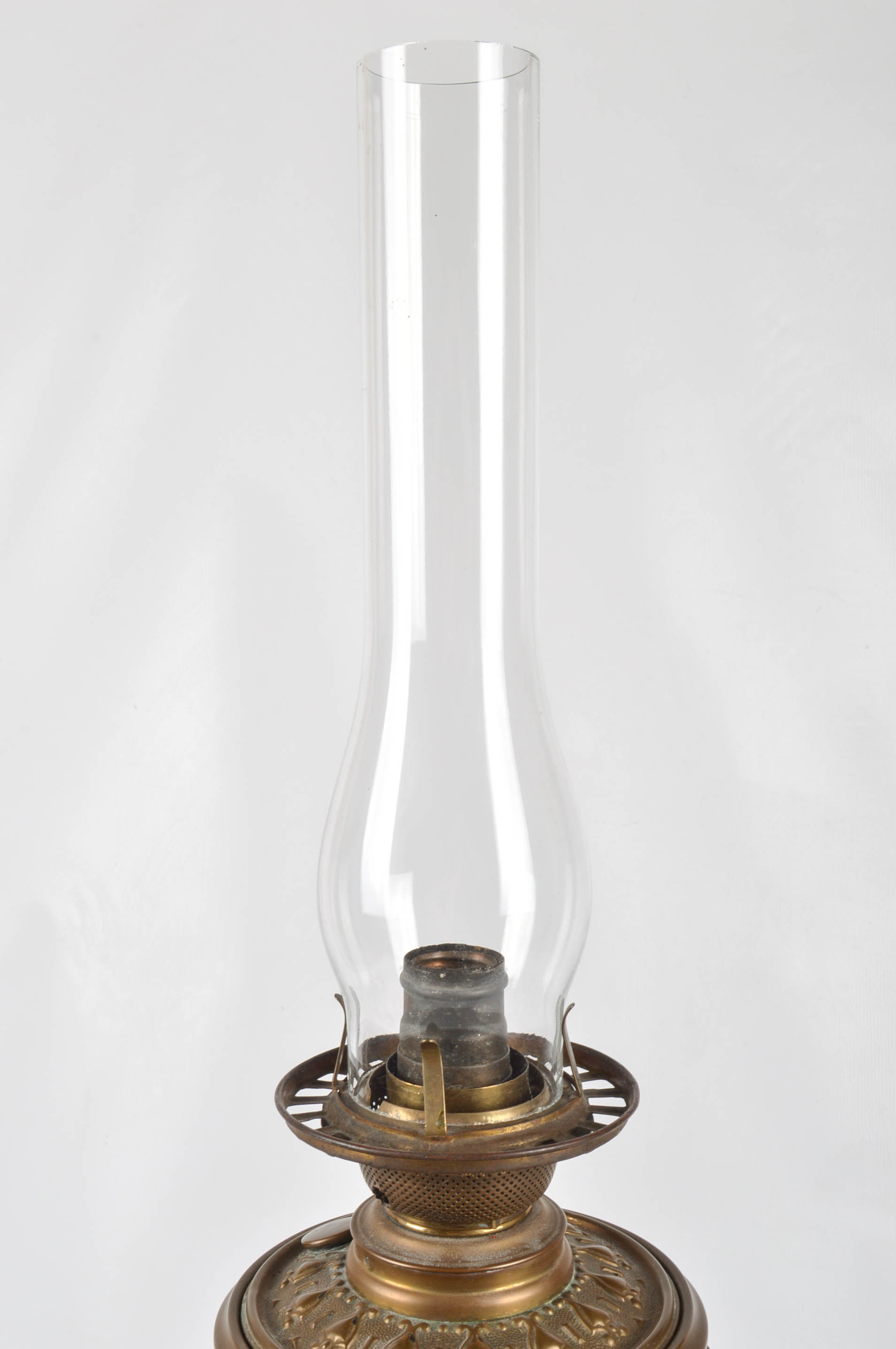 Converted Antique Lamp with Hand-Painted Globe