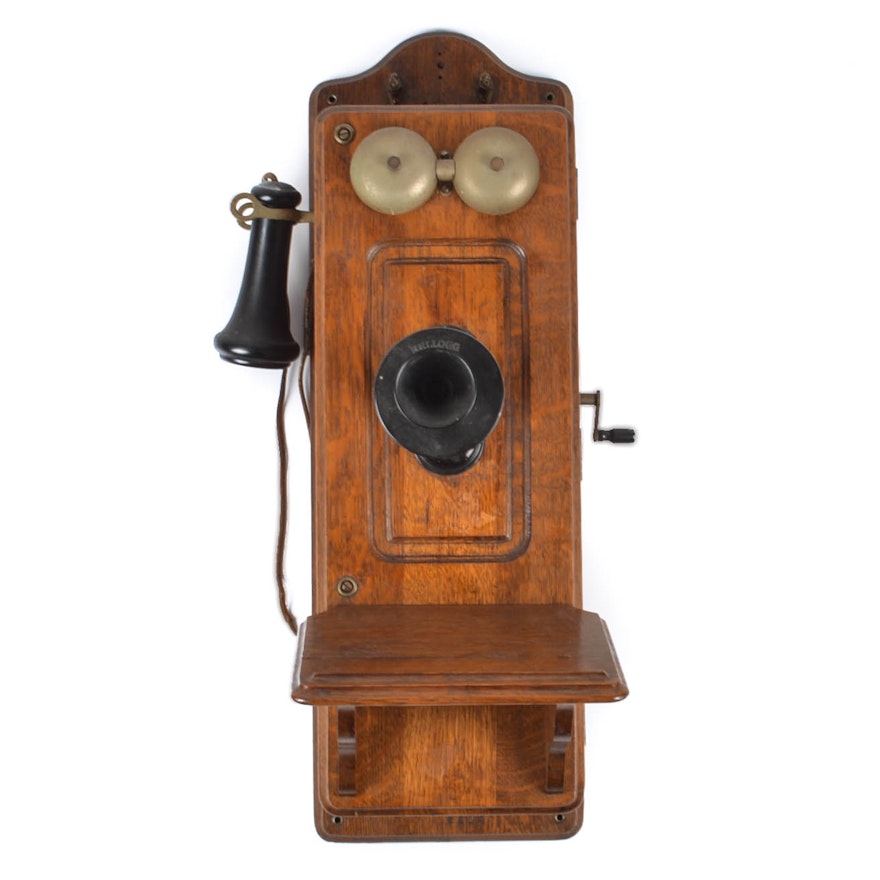 Antique Kellogg Hand-Crank Wall Phone