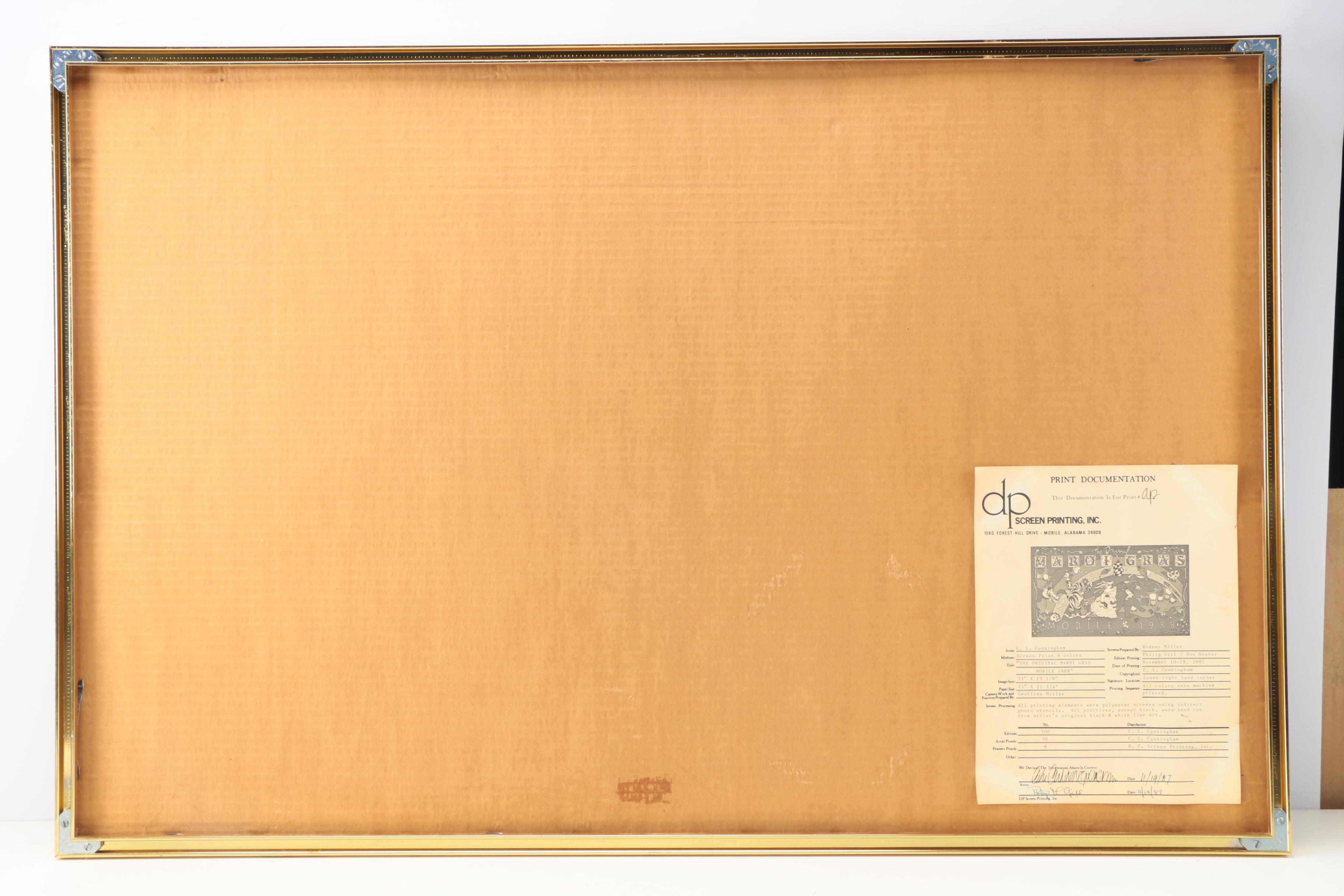 C.L. Cunningham Signed Serigraph "The Original Mardi Gras Mobile 1988"