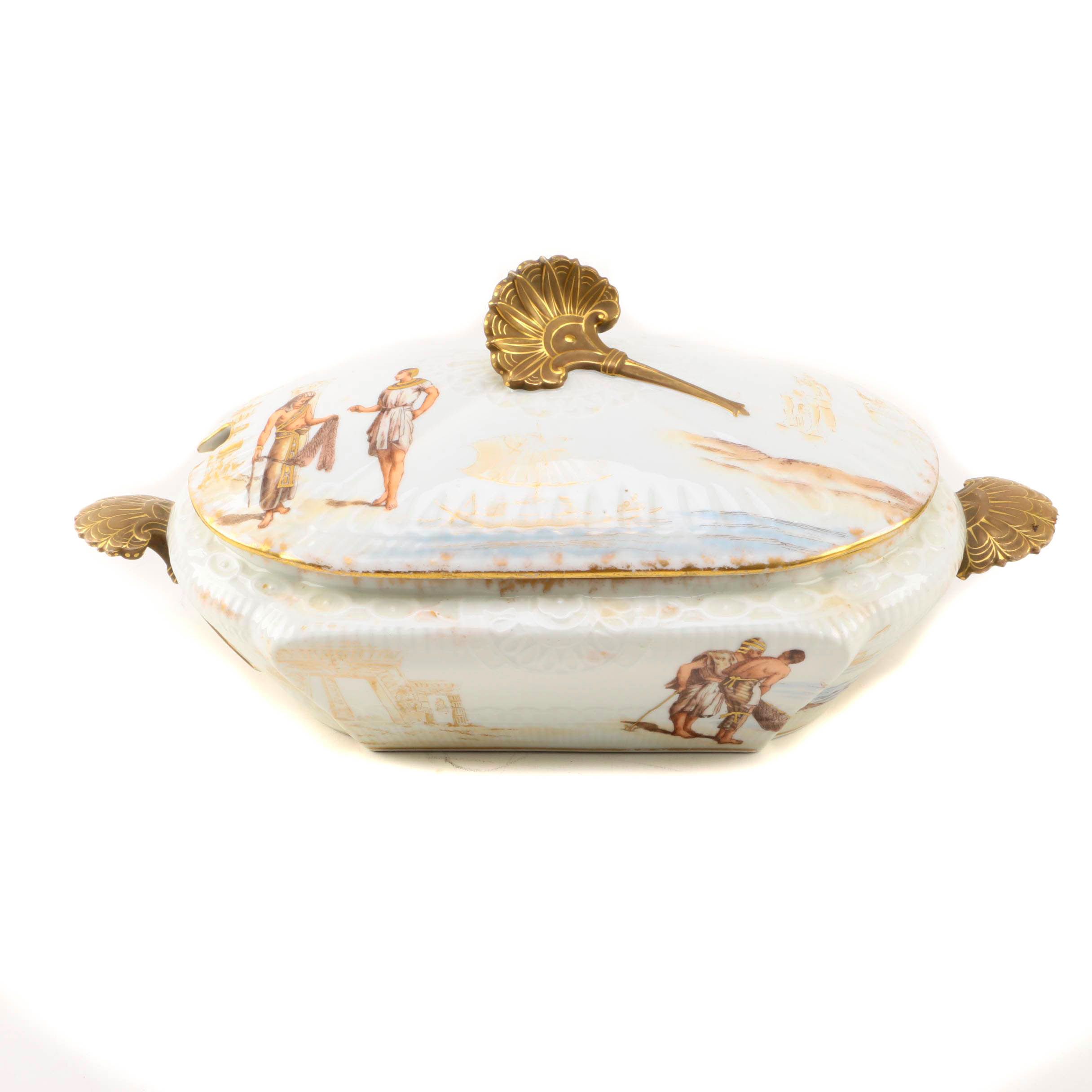 Antique C.H. Field Haviland Limoges Egyptian Revival Porcelain Tureen