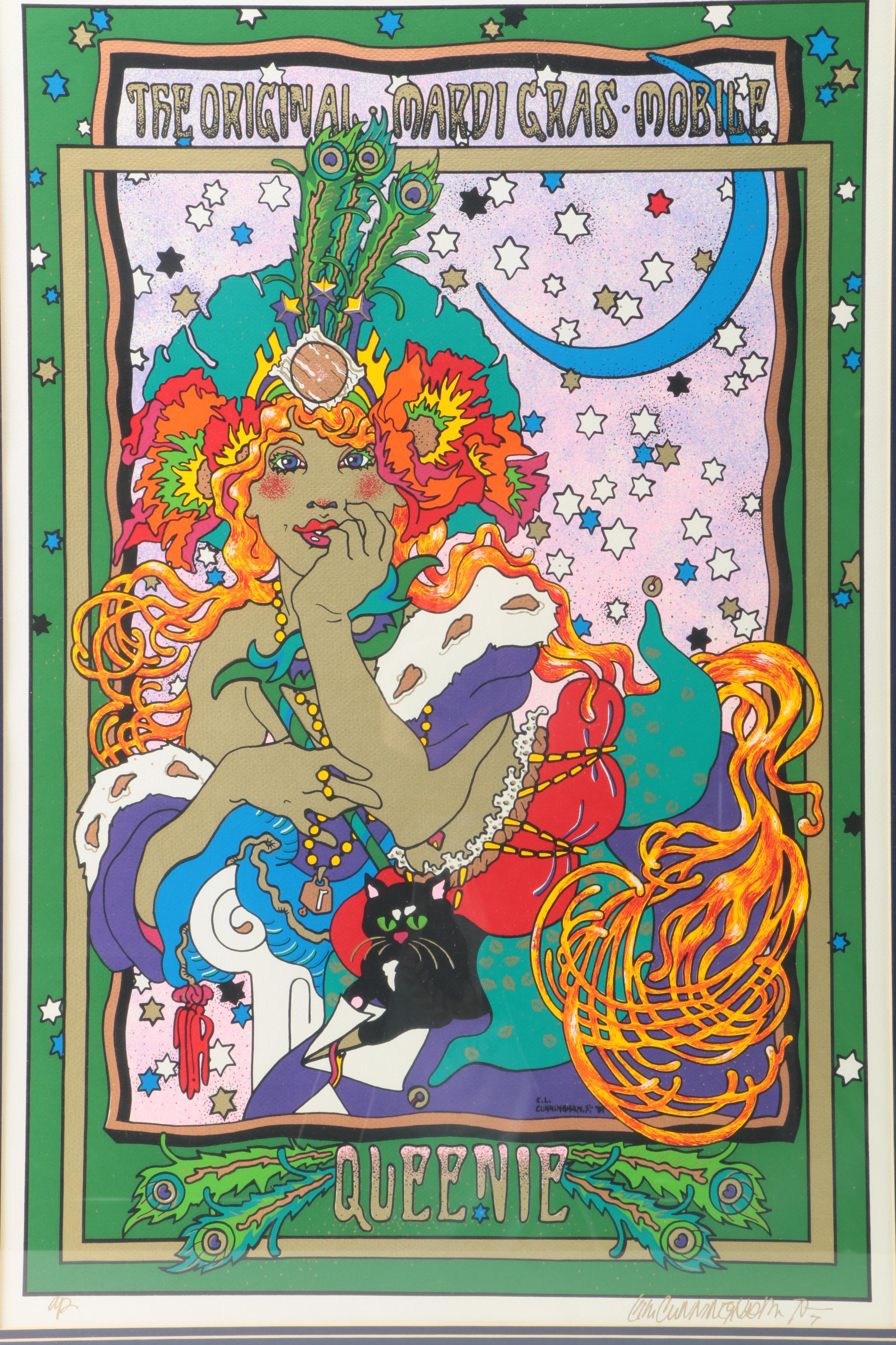 C.L. Cunningham Signed Serigraph on Paper "Queenie"