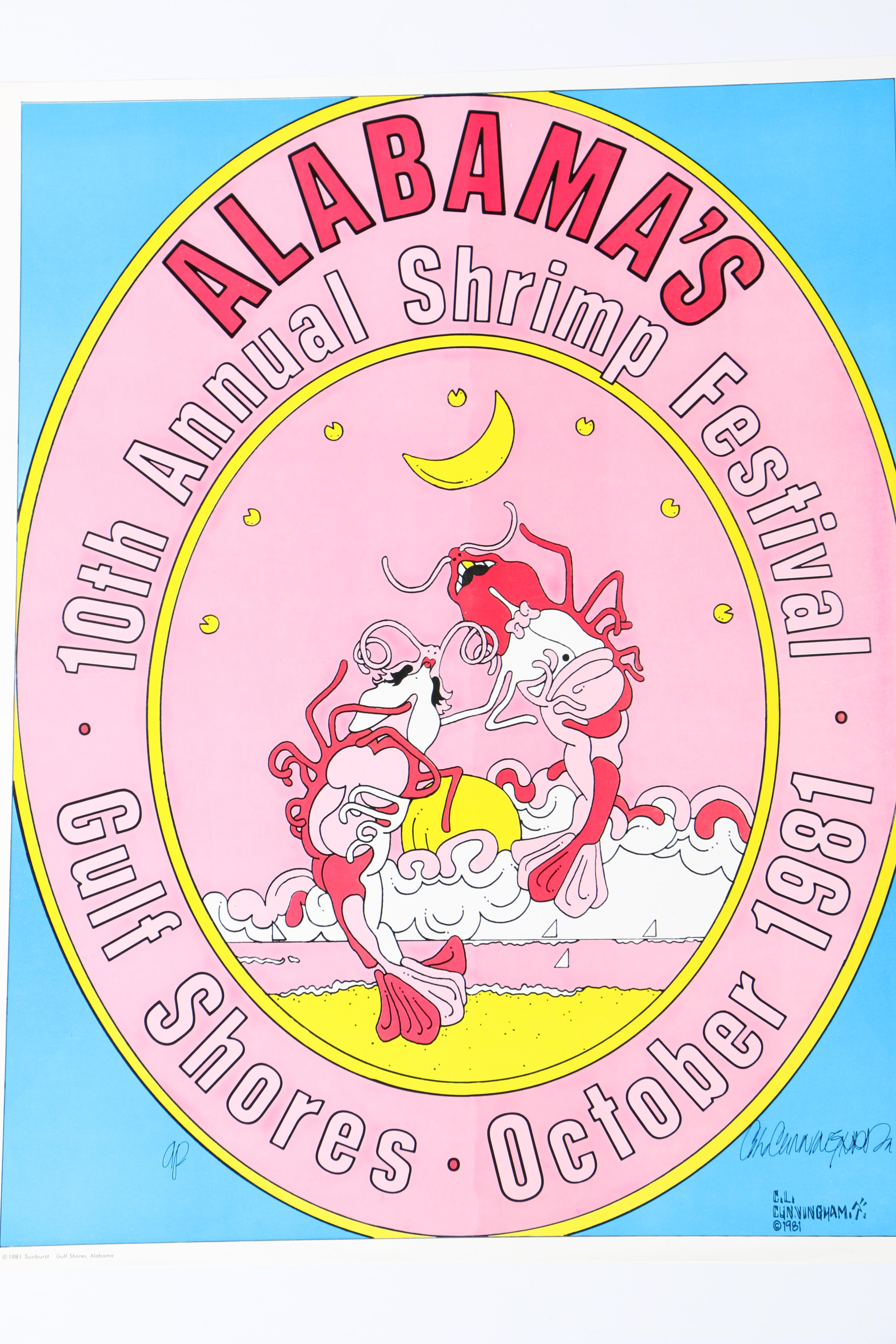 Signed Artist Proof Edition of C.L. Cunningham Shrimp Festival Poster