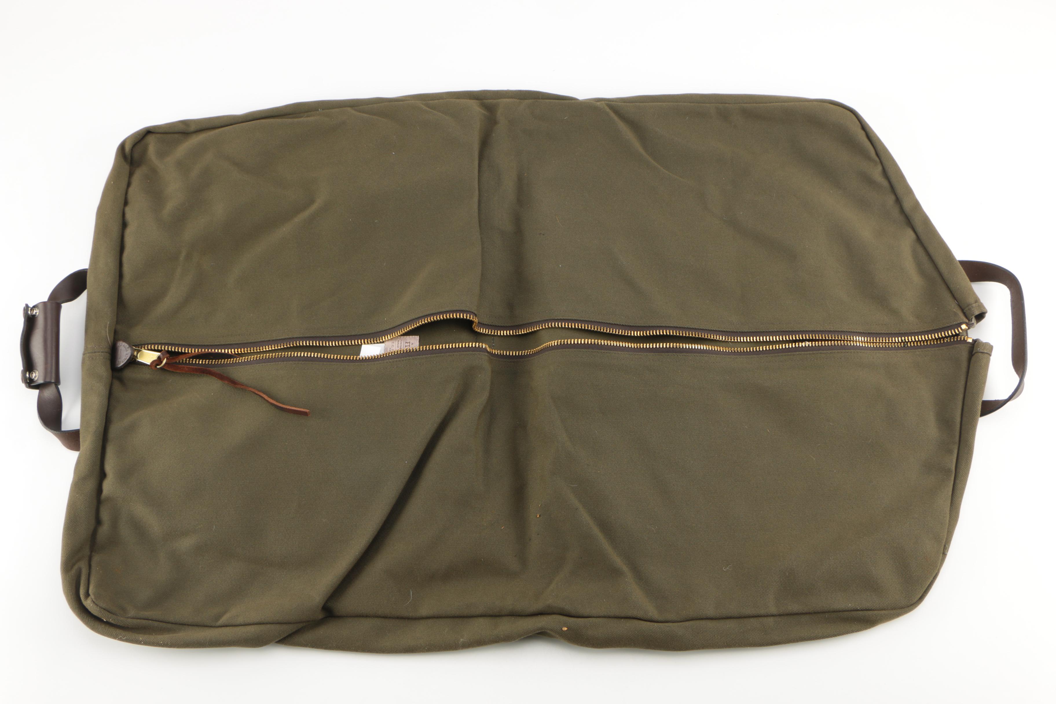 C.C. Filson Co. of Seattle Army Green Canvas Garment Bag With Leather Trim