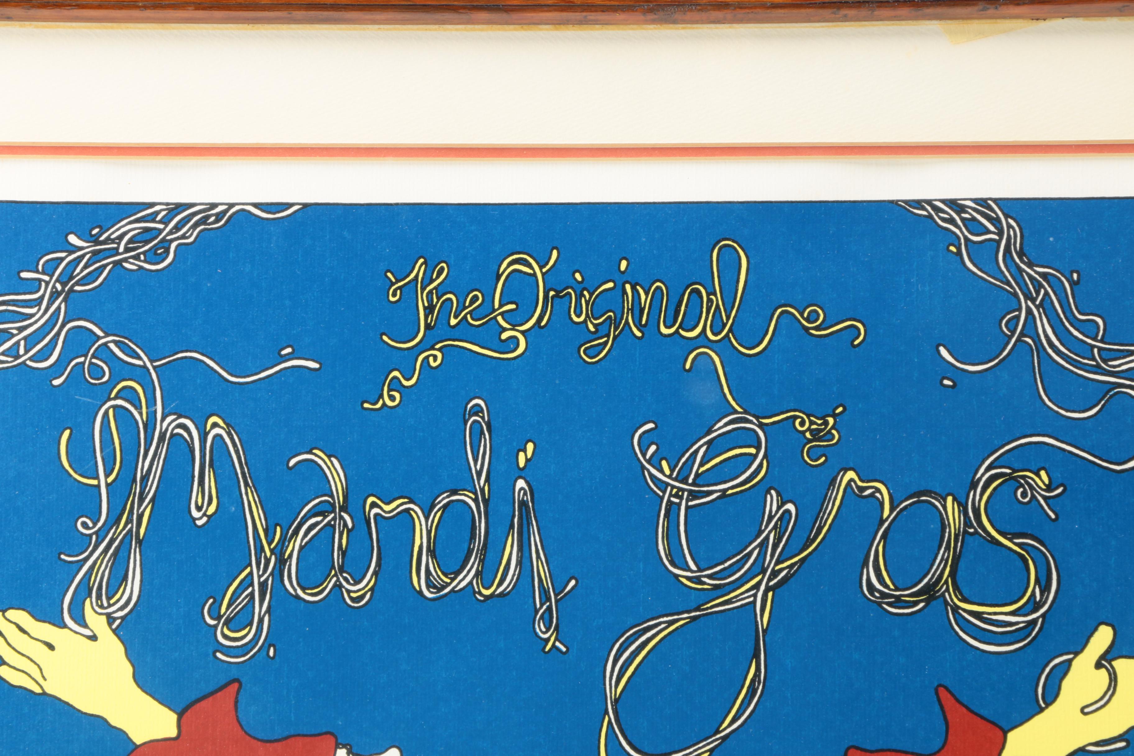 C.L. Cunningham Signed Serigraph on Paper "The Original Mardi Gras Mobile"