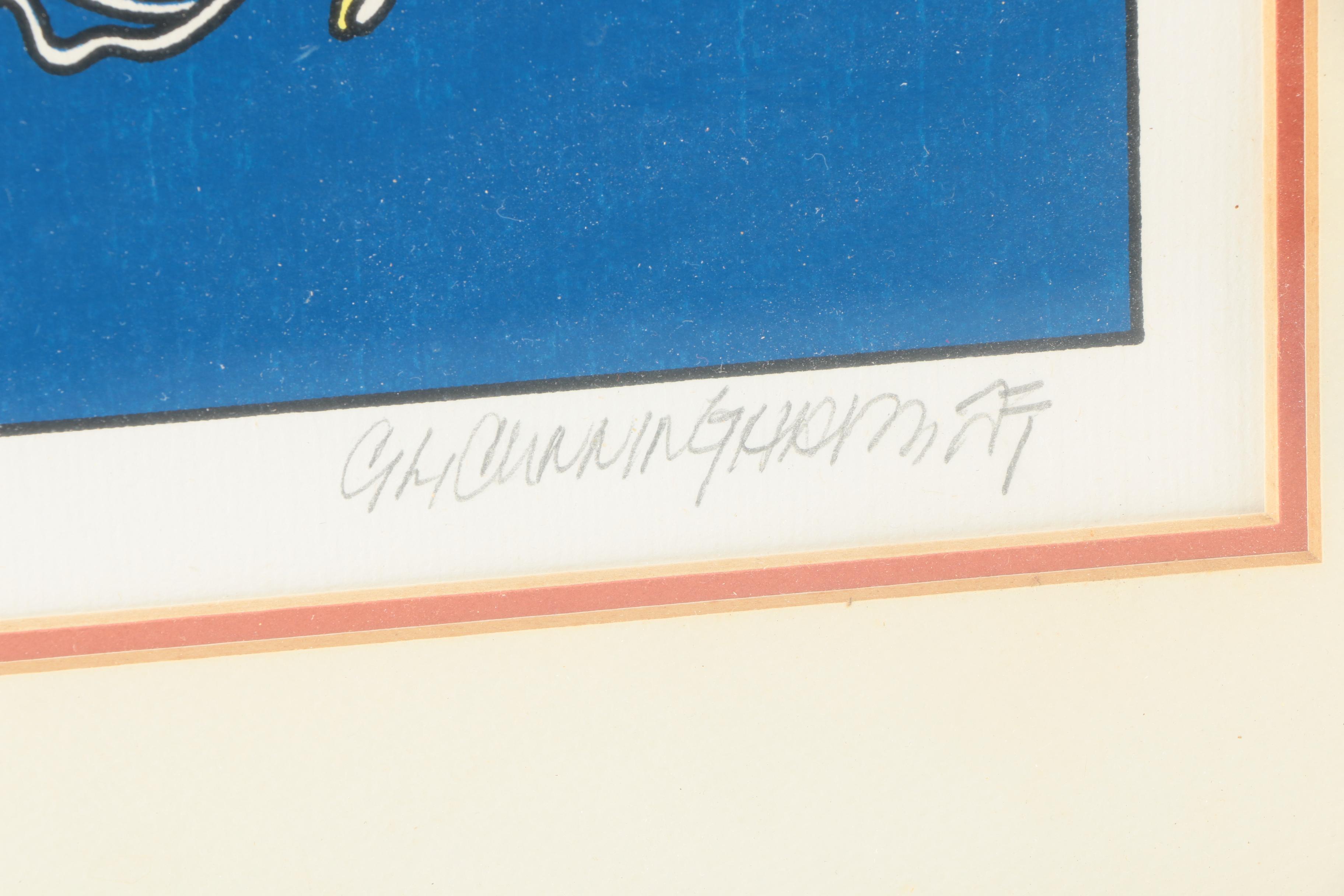 C.L. Cunningham Signed Serigraph on Paper "The Original Mardi Gras Mobile"