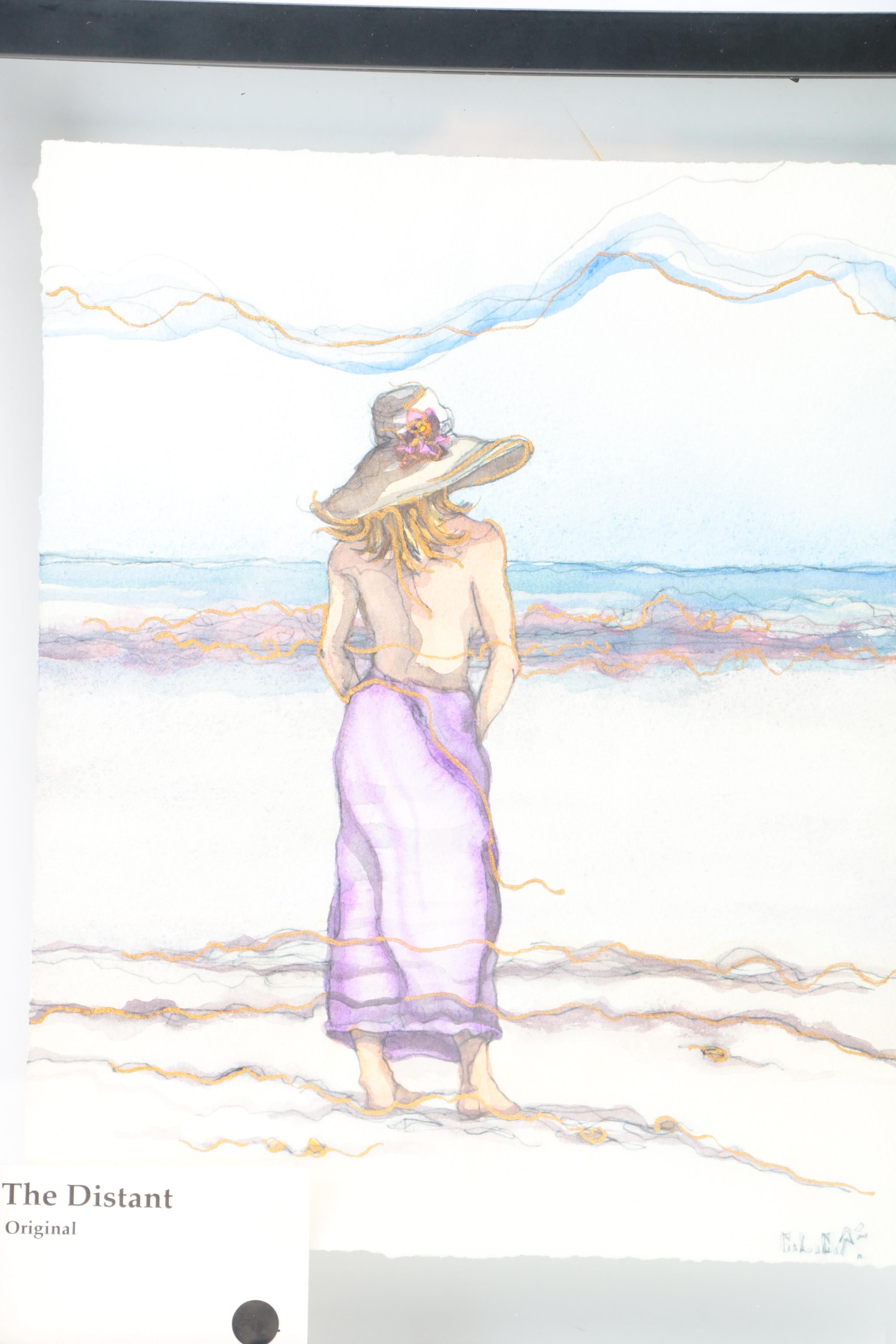 C. L. Cunningham Mixed Media Watercolor and Ink on Paper "The Distant