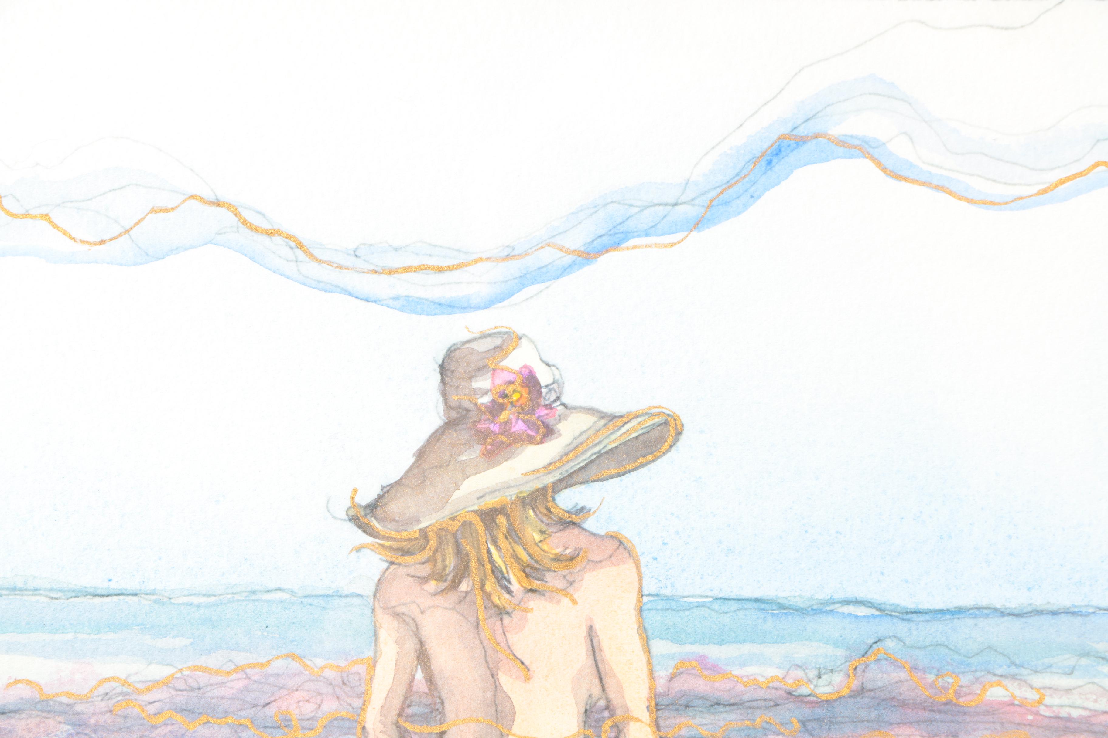 C. L. Cunningham Mixed Media Watercolor and Ink on Paper "The Distant