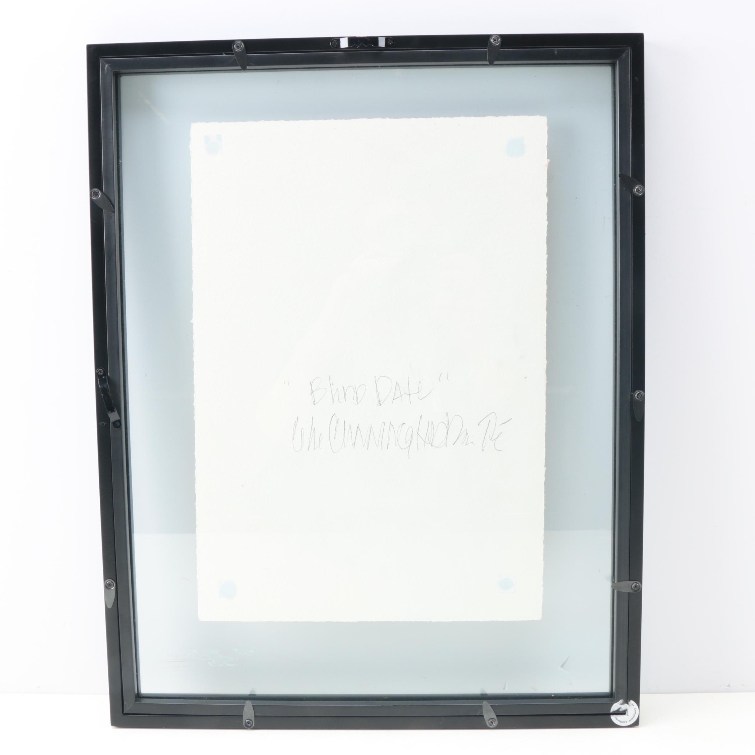 C.L. Cunningham Ink and Watercolor Painting "Blind Date"