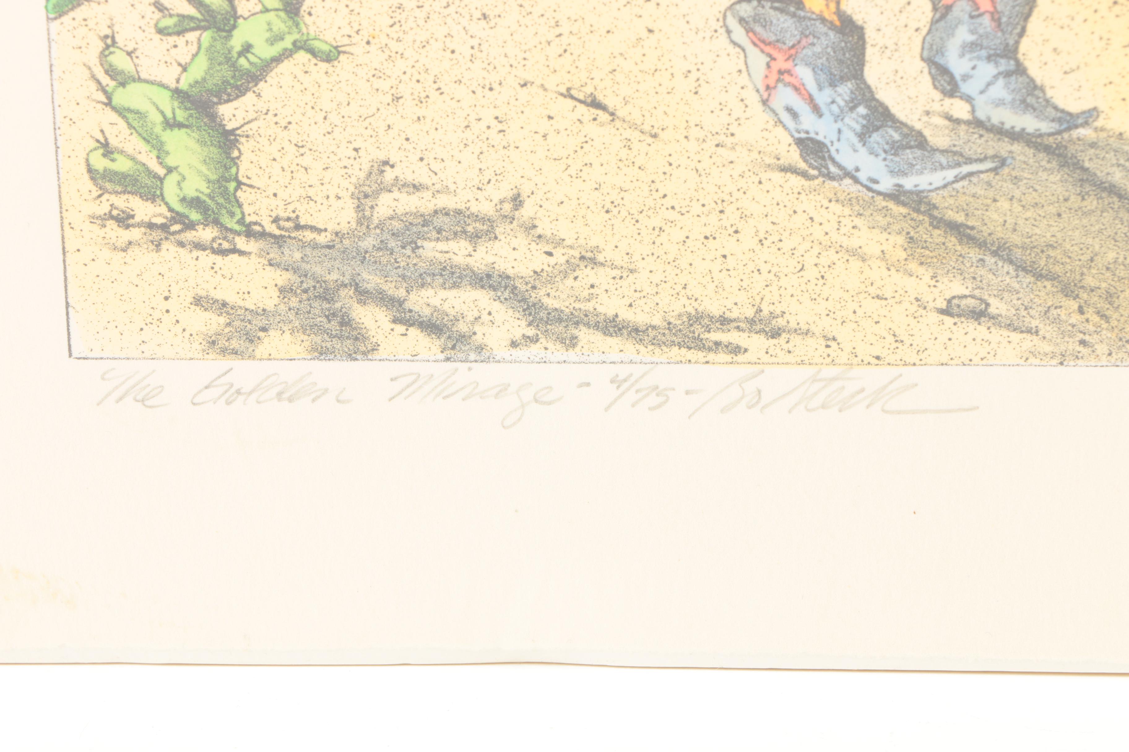 Bo Sterk Limited Edition Lithograph "The Golden Mirage"