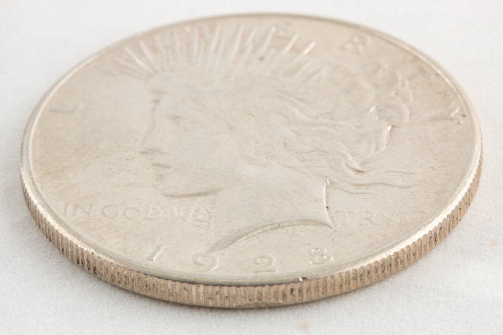 Two 1928 S Peace Silver Dollars