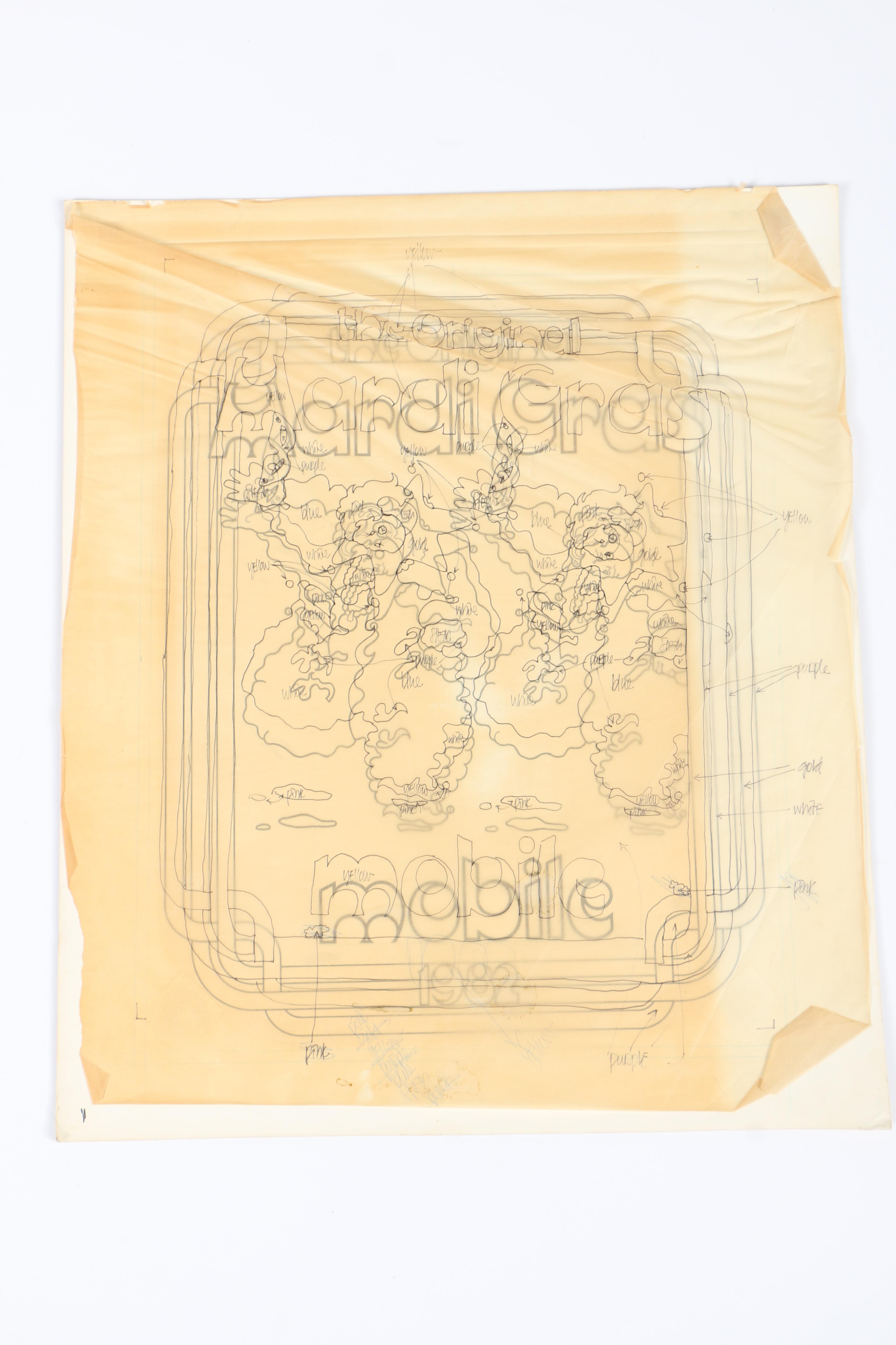 C.L. Cunningham Original Rough Drafts and Stencils