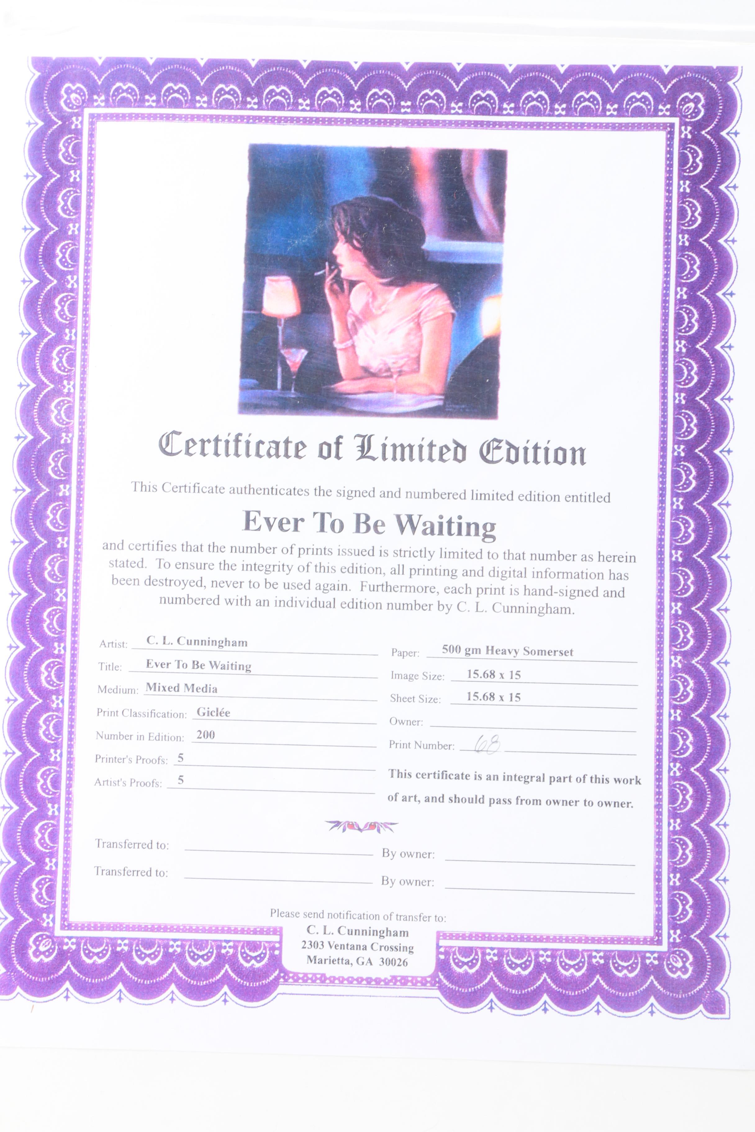 C. L. Cunningham Limited Edition on Somerset Giclee Prints of Bar Room Scenes