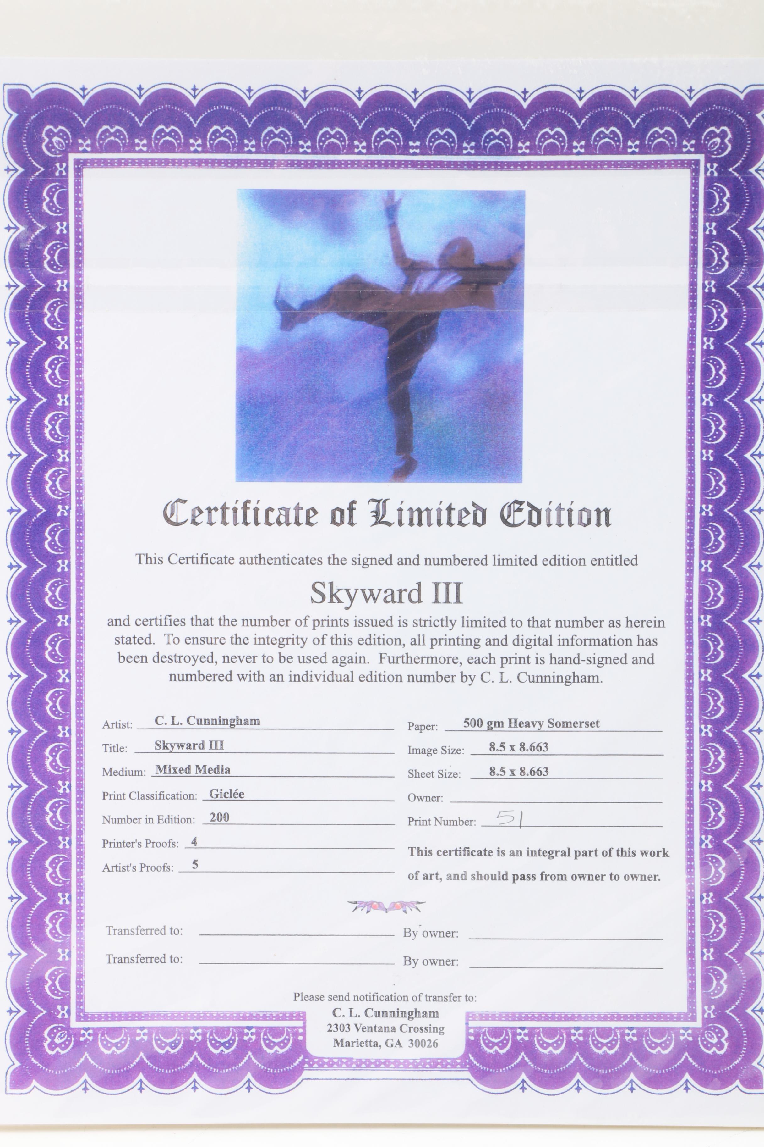 C.L. Cunningham Limited Edition Giclee Prints on Paper "Skyward I-IV"