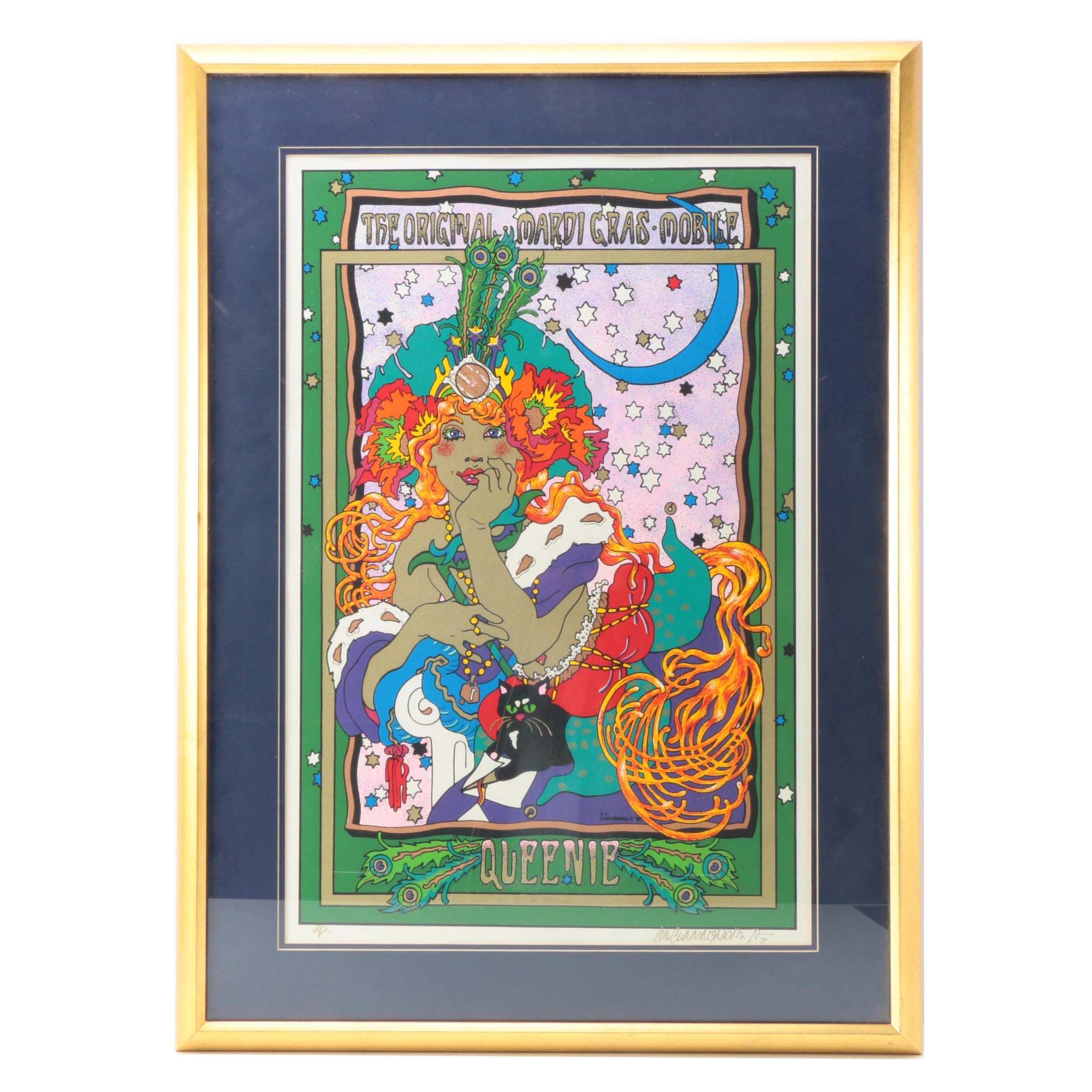 C.L. Cunningham Signed Serigraph on Paper "Queenie"