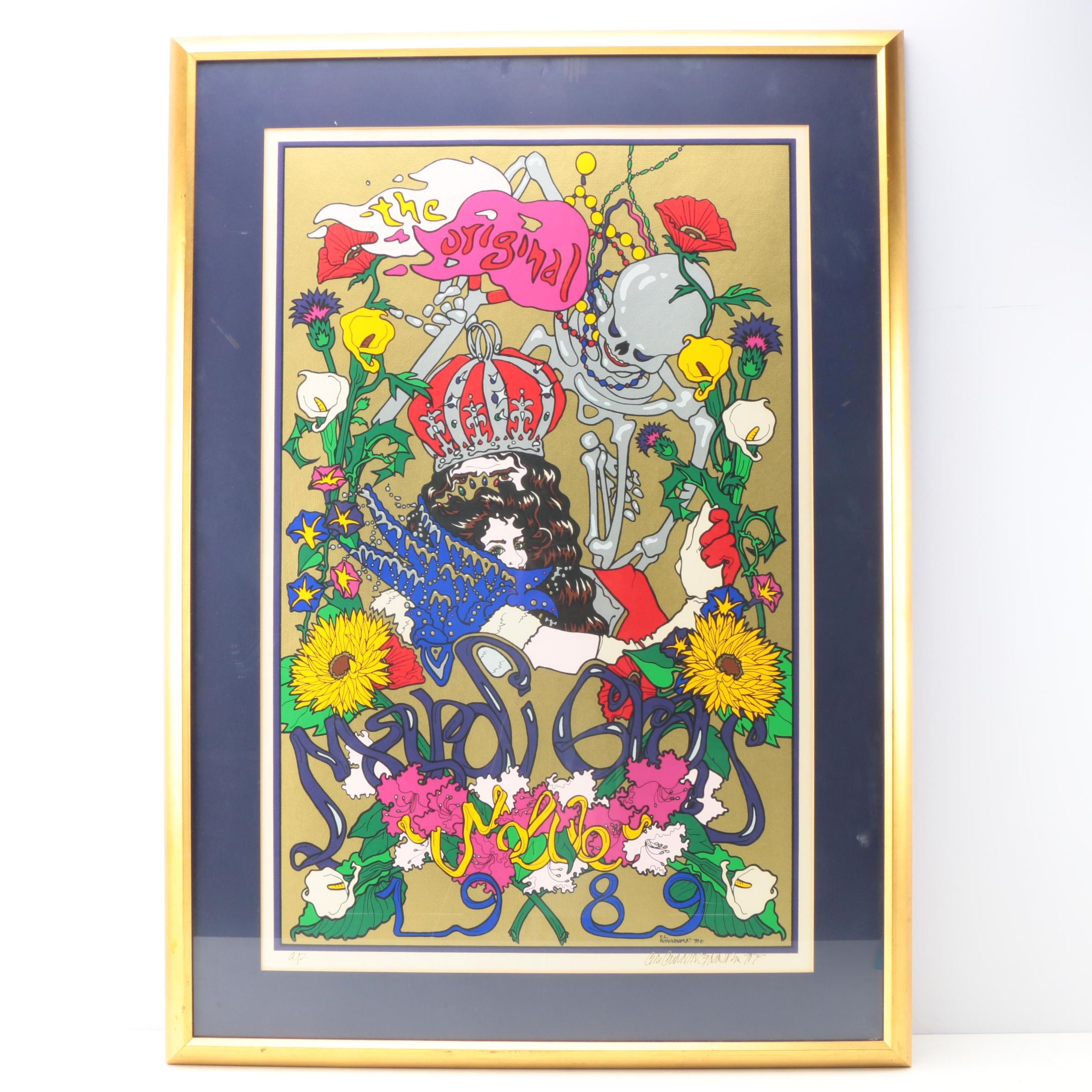 C.L. Cunningham Signed Serigraph on Paper "The Original Mardi Gras Mobile 1989"