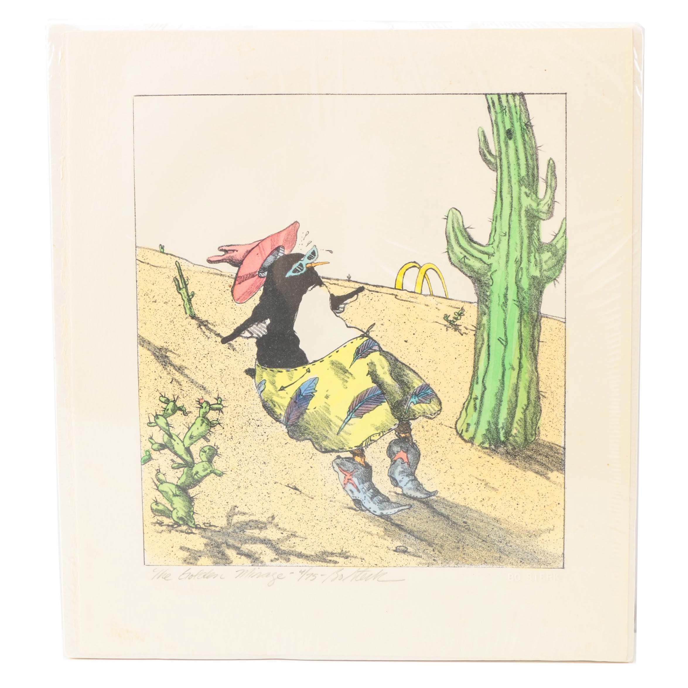 Bo Sterk Limited Edition Lithograph "The Golden Mirage"