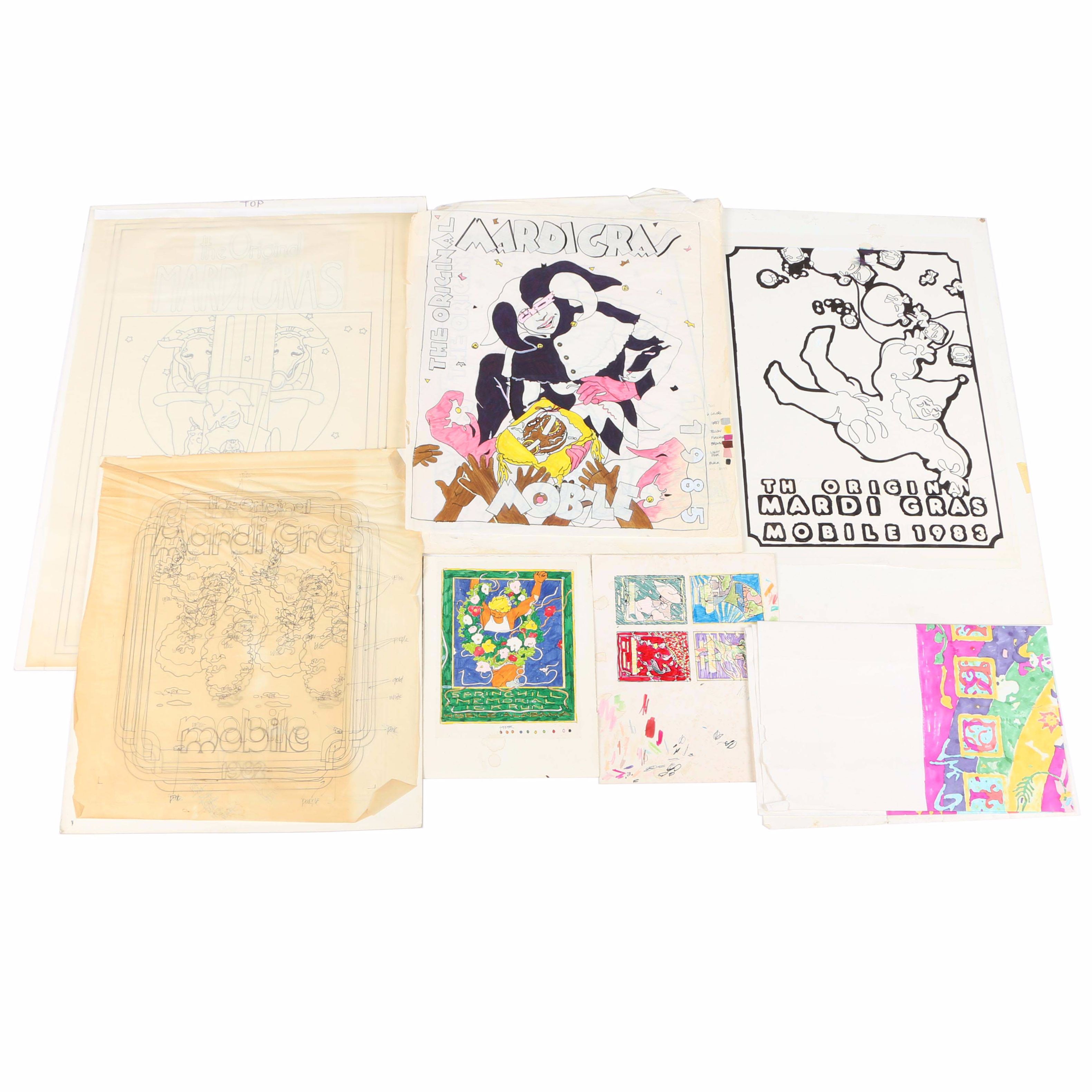 C.L. Cunningham Original Rough Drafts and Stencils