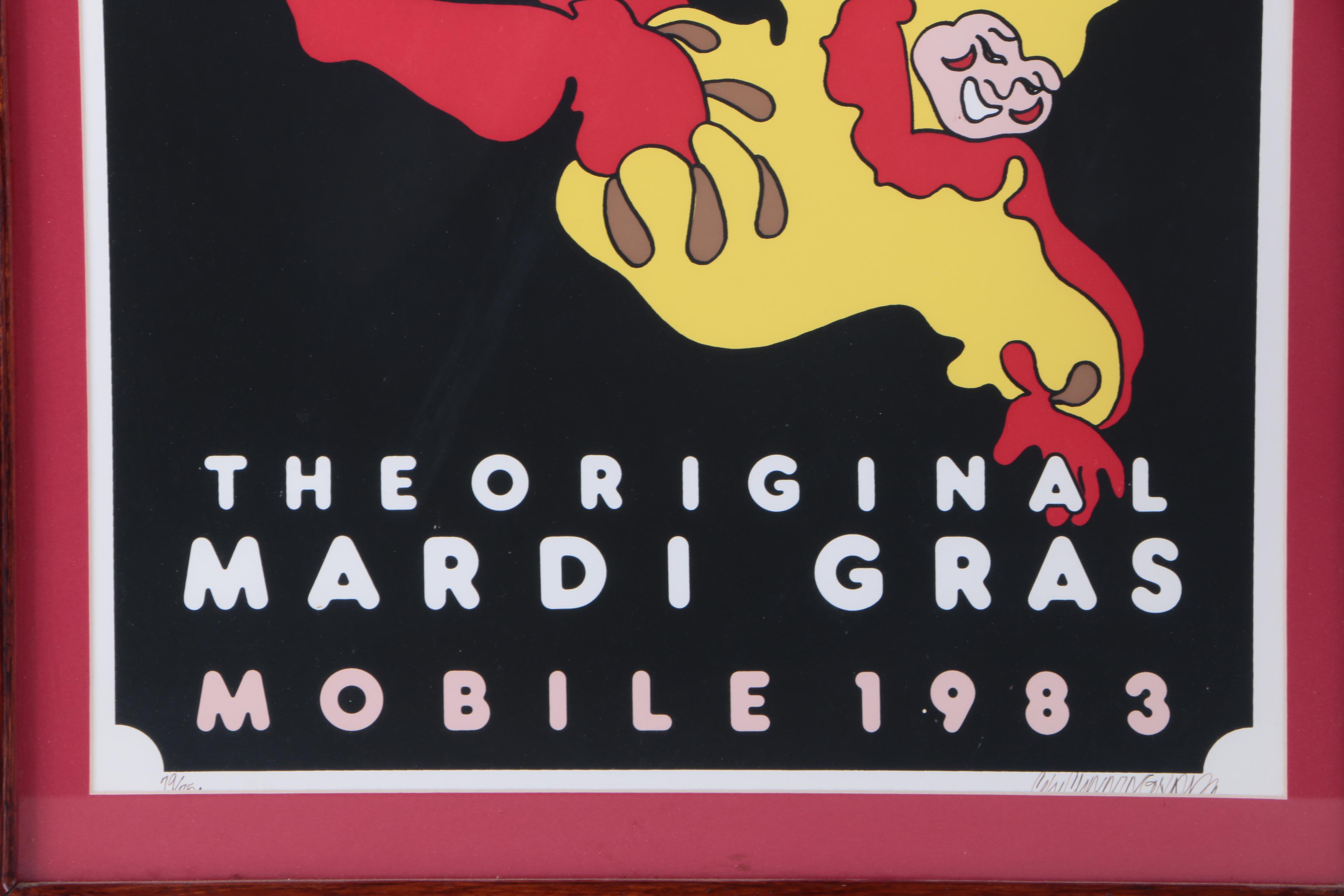 C.L. Cunningham Serigraph on Paper "The Original Mardi Gras, Mobile 1983"