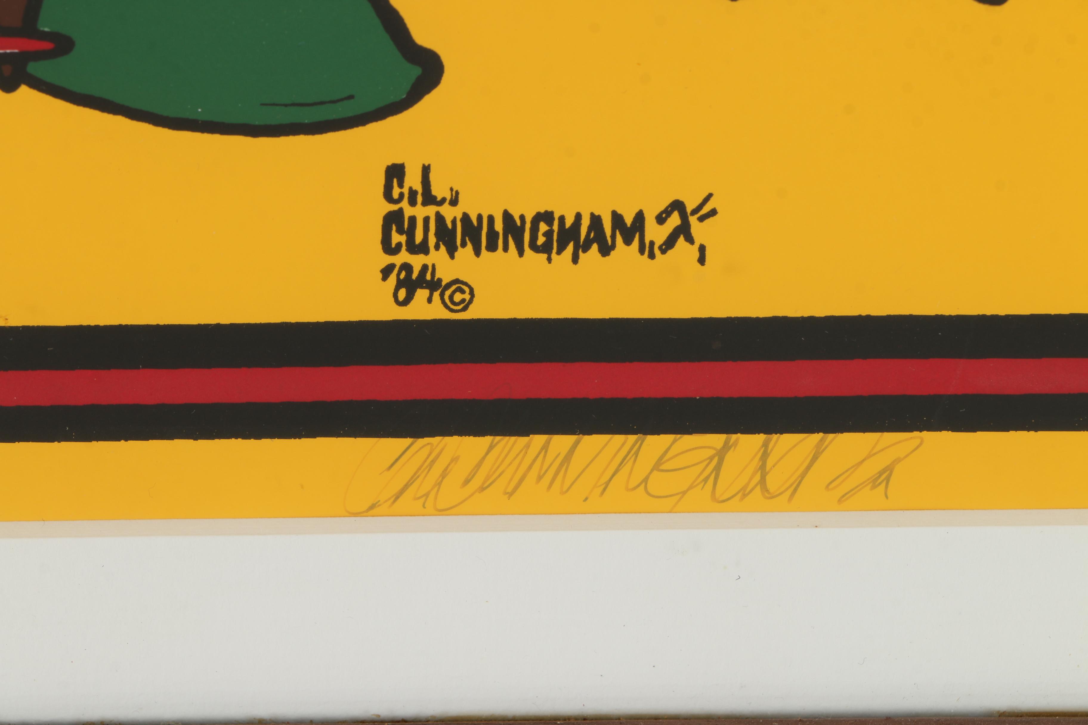 C.L. Cunningham Signed Serigraph on Paper "The Original Mardi Gras Mobile 1984"