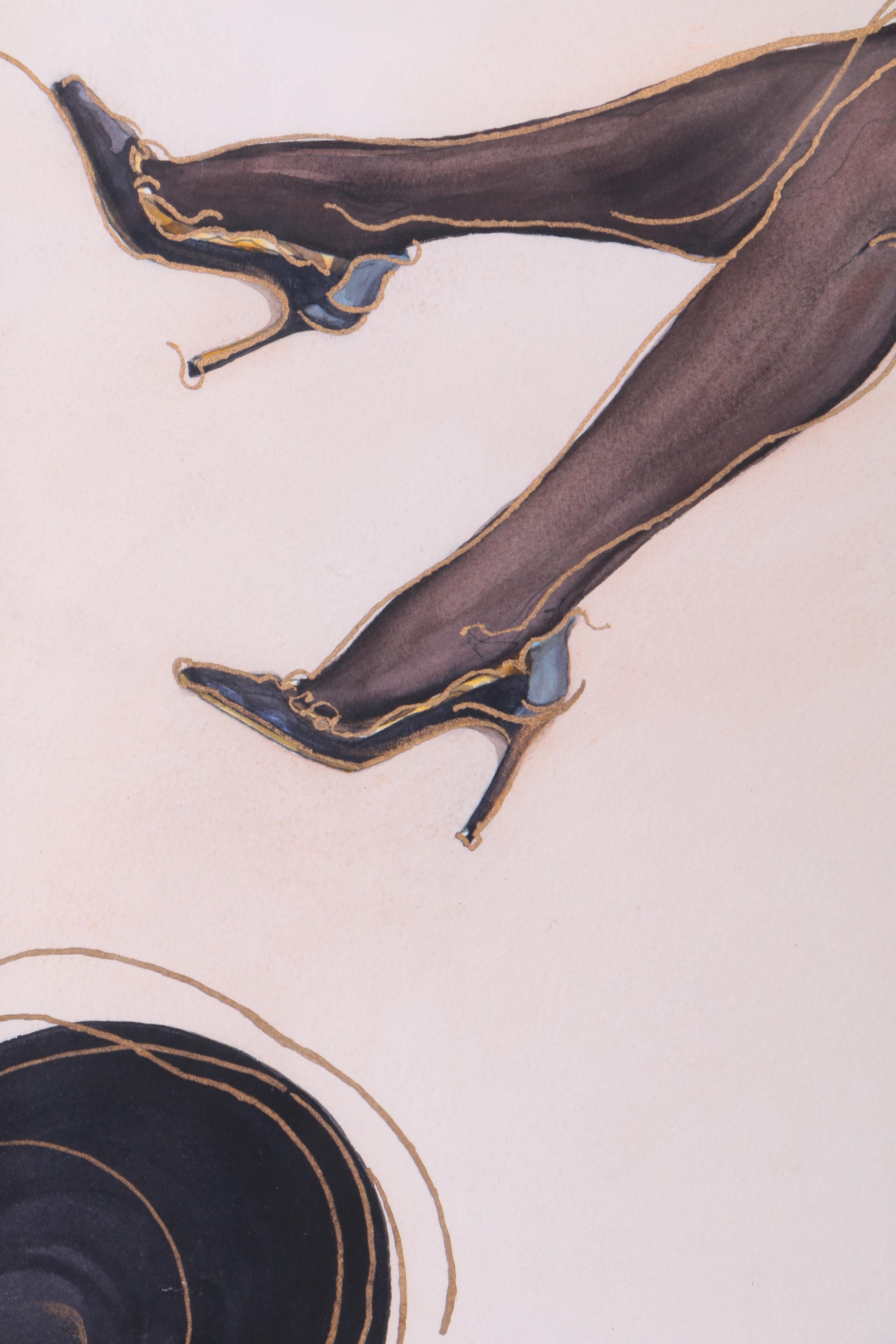 C.L. Cunningham Original Watercolor and Gouache Painting on Paper "Foot Ball VIII"