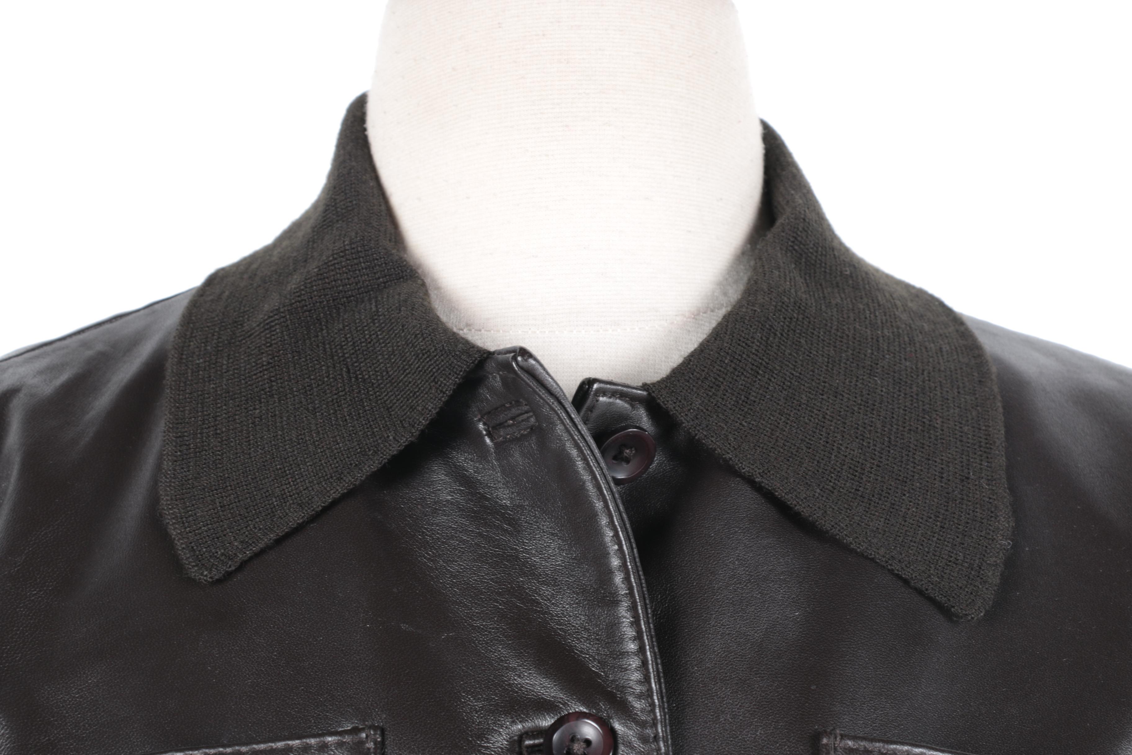 Black Leather and Knit Jacket by Peck & Peck