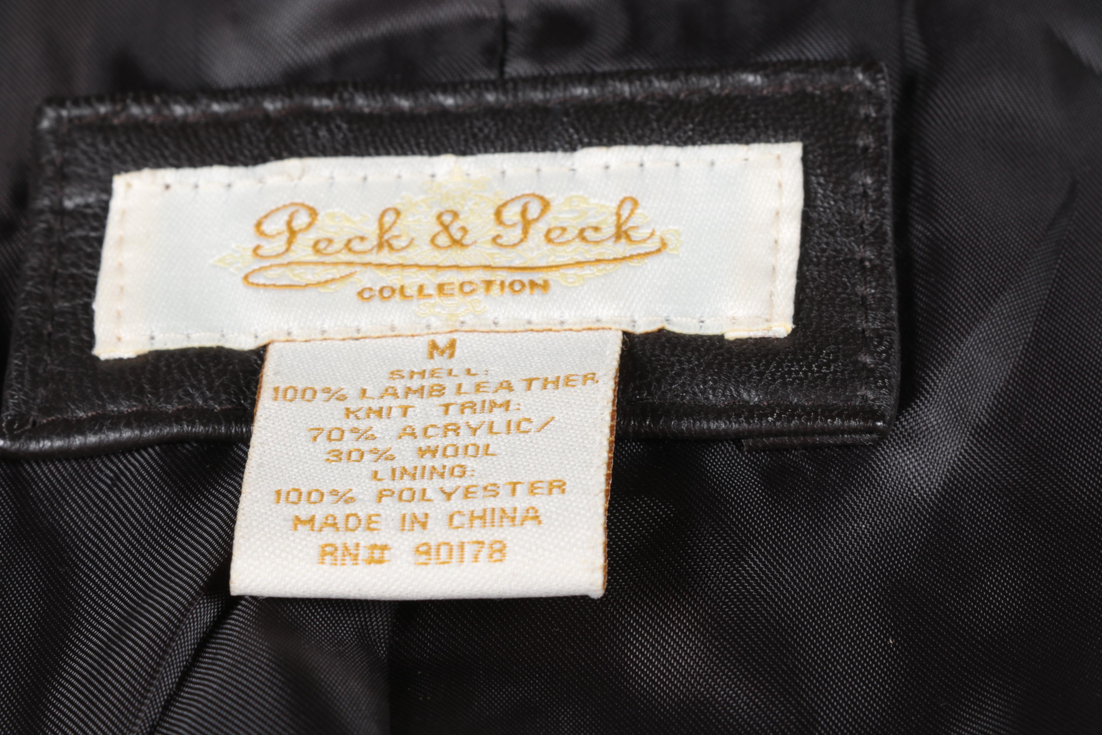 Black Leather and Knit Jacket by Peck & Peck