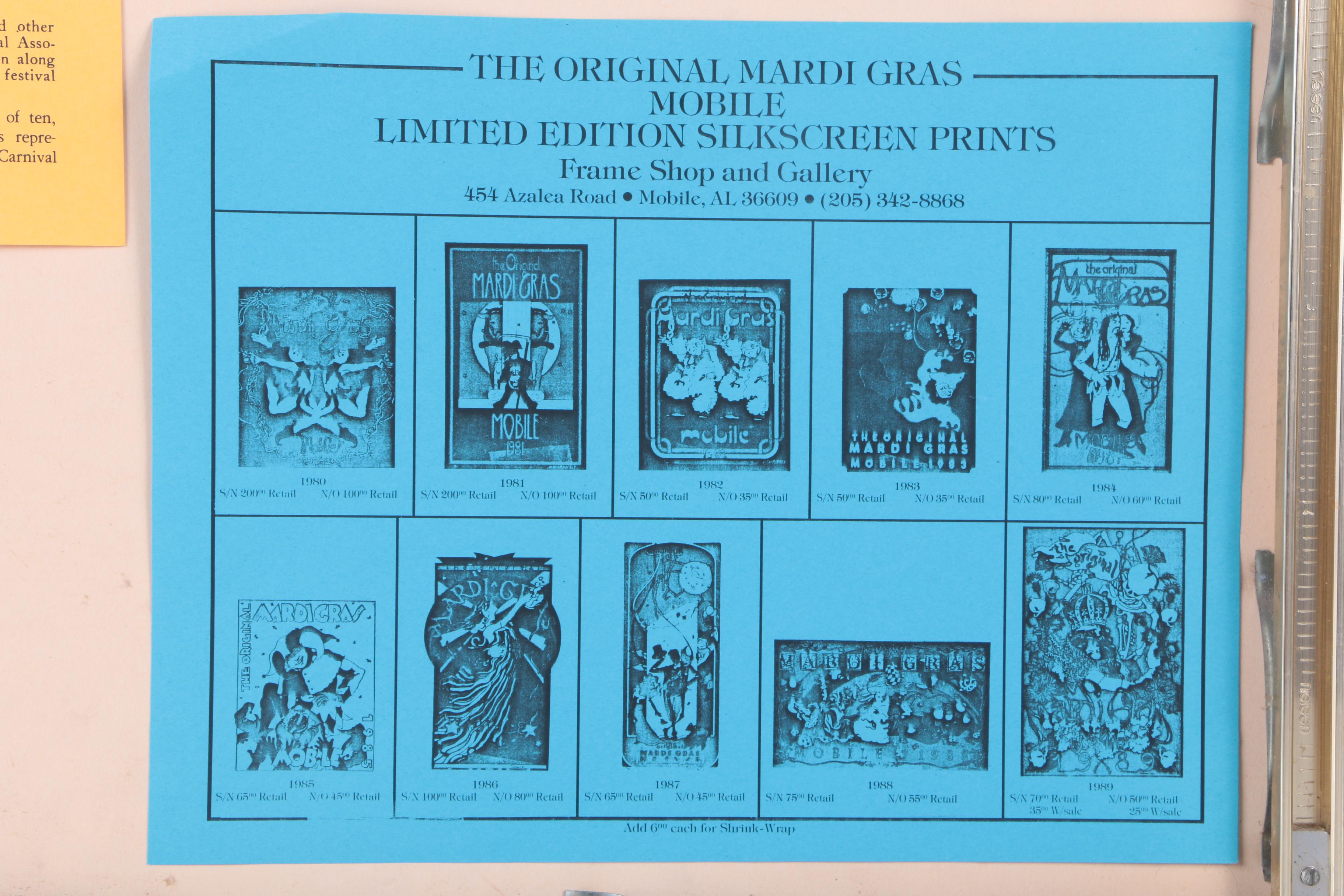 C.L. Cunningham Signed Serigraph on Paper "The Original Mardi Gras Mobile 1982"