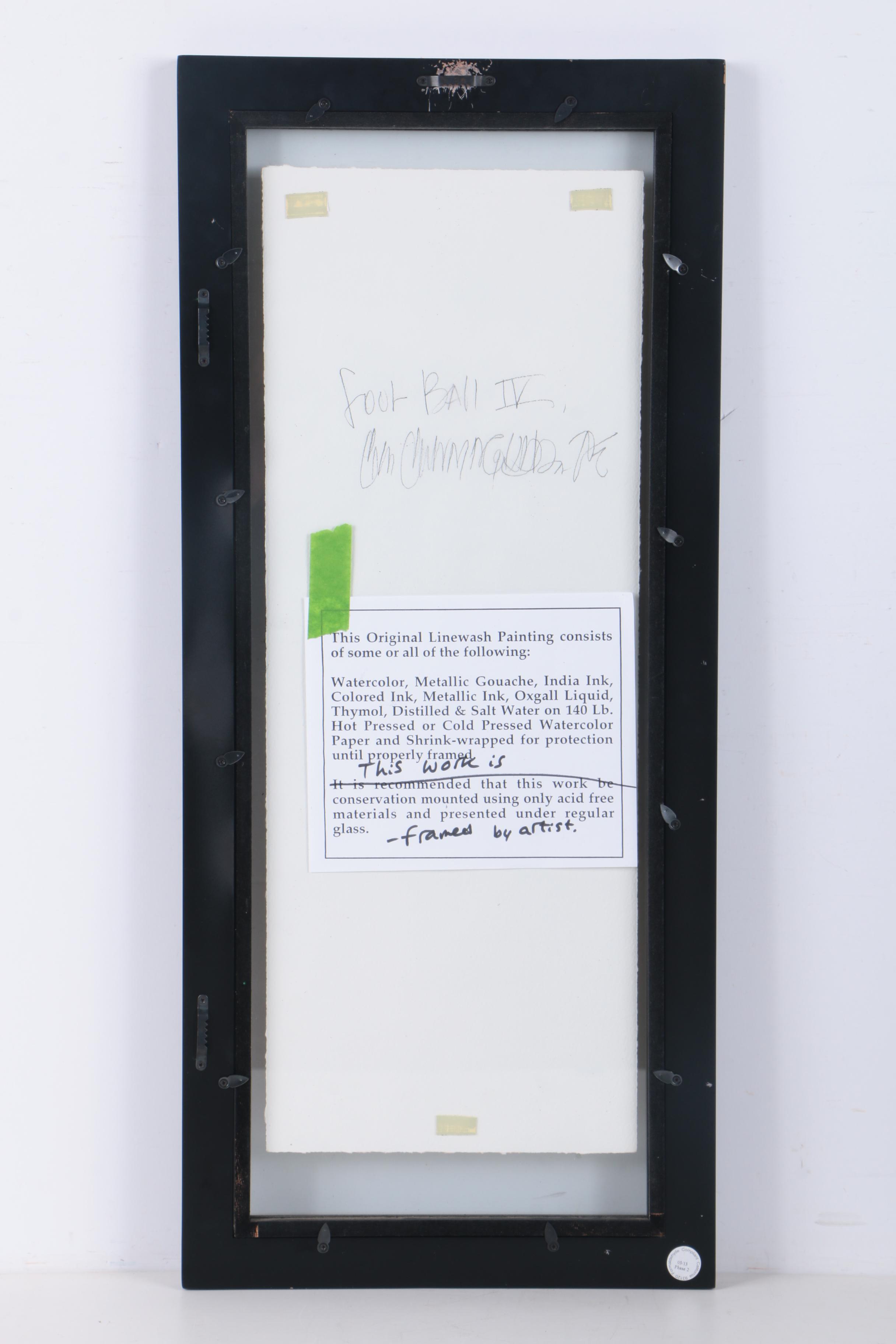 C.L. Cunningham Original Watercolor and Gouache Painting on Paper "Foot Ball IV"