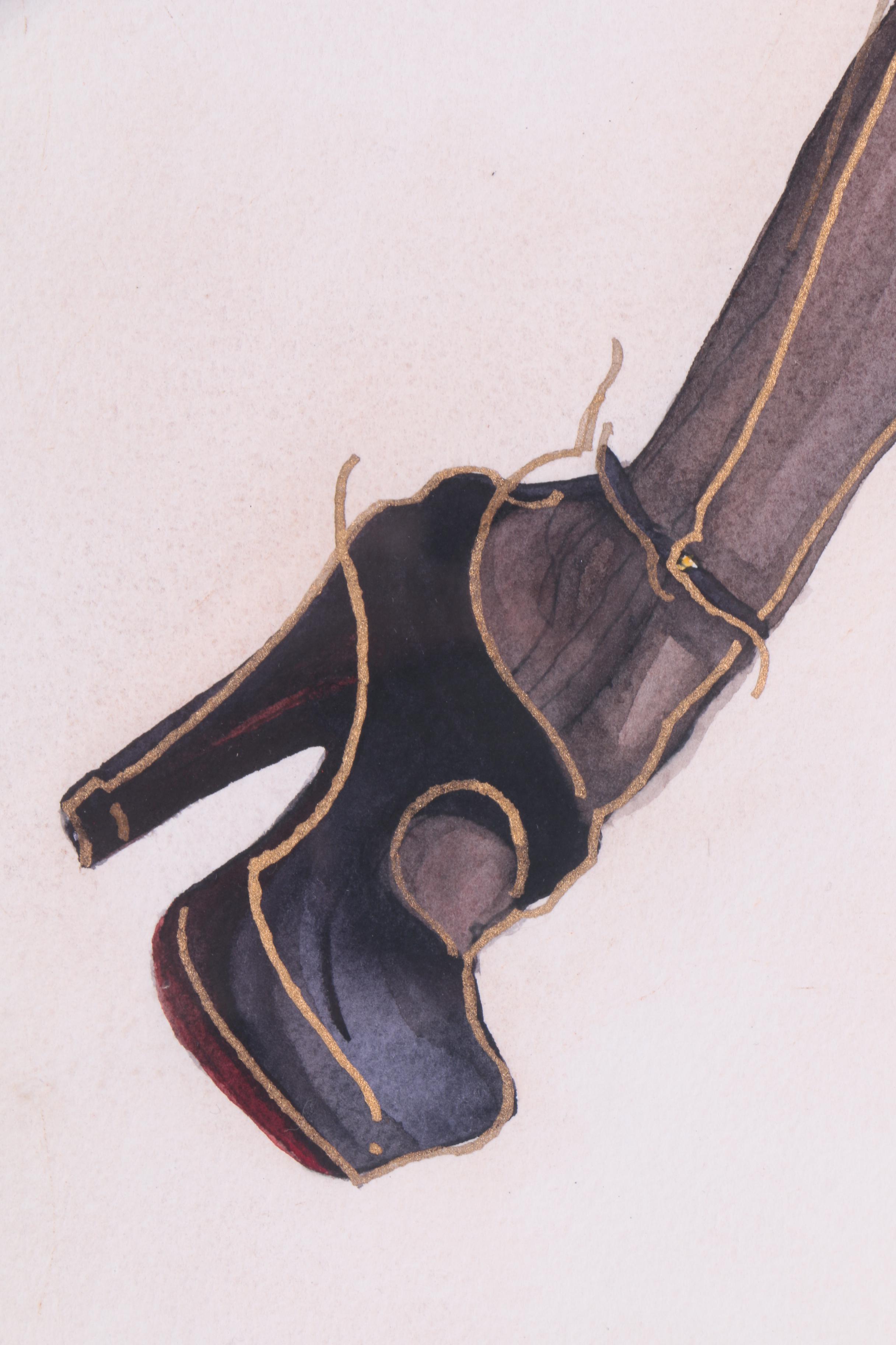 C.L. Cunningham Original Watercolor and Gouache Painting on Paper "Foot Ball III"