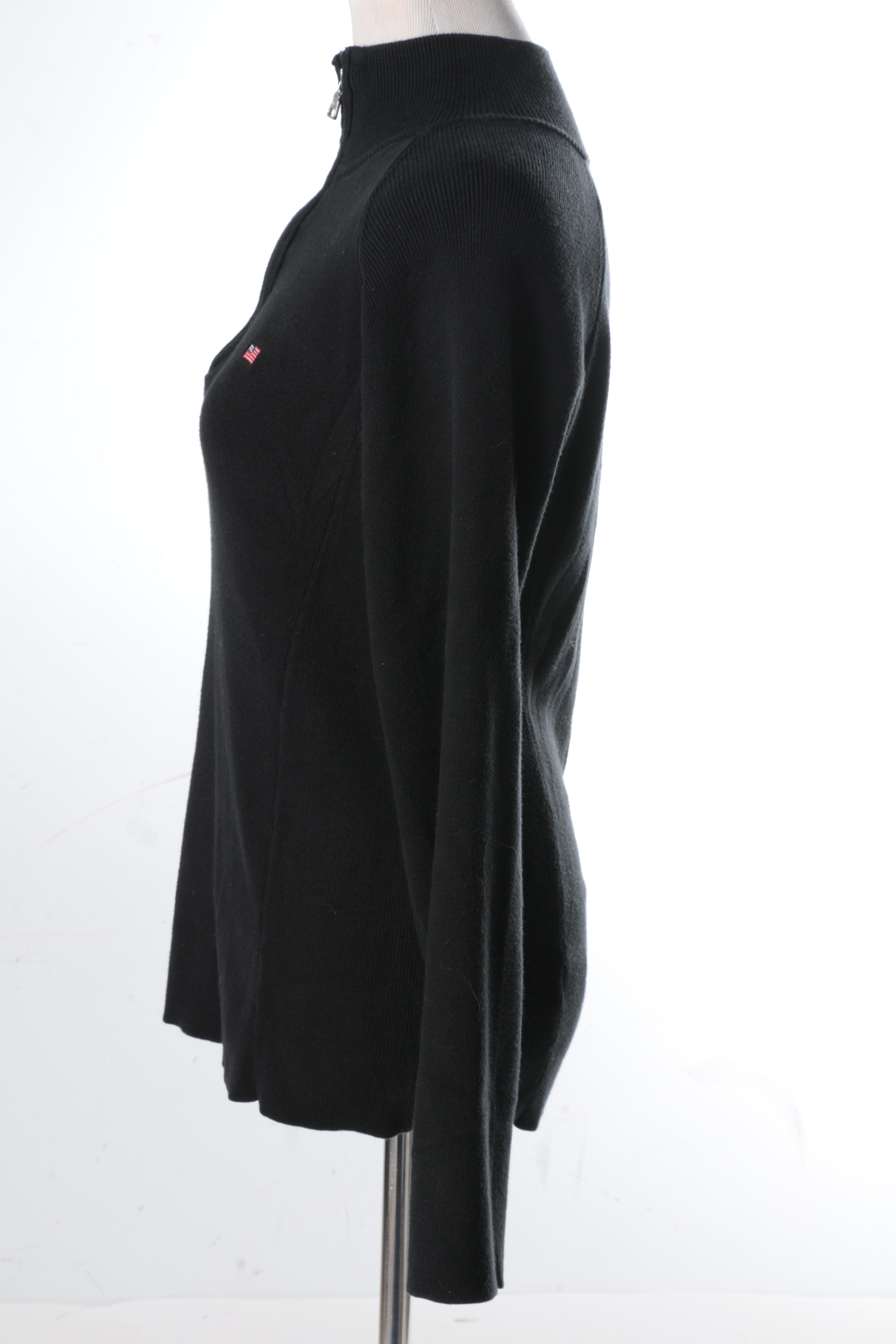 Polo Jeans Company Women's Quarter Zip Black Sweater