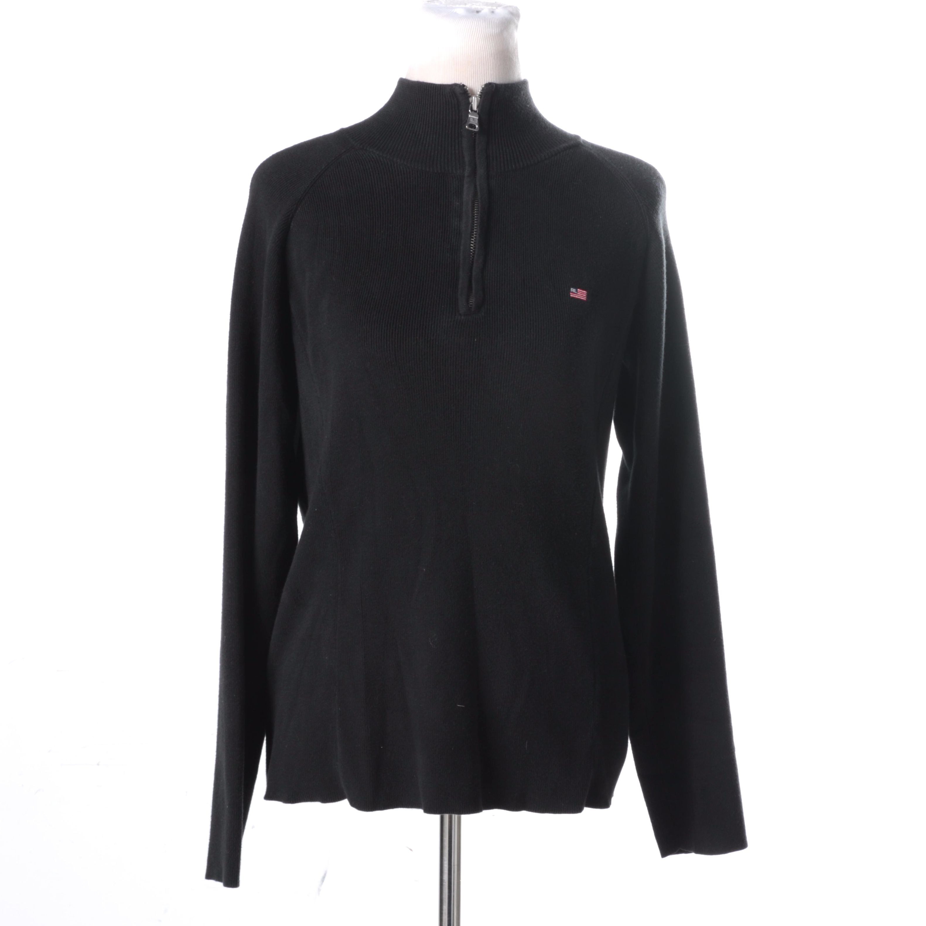 Polo Jeans Company Women's Quarter Zip Black Sweater