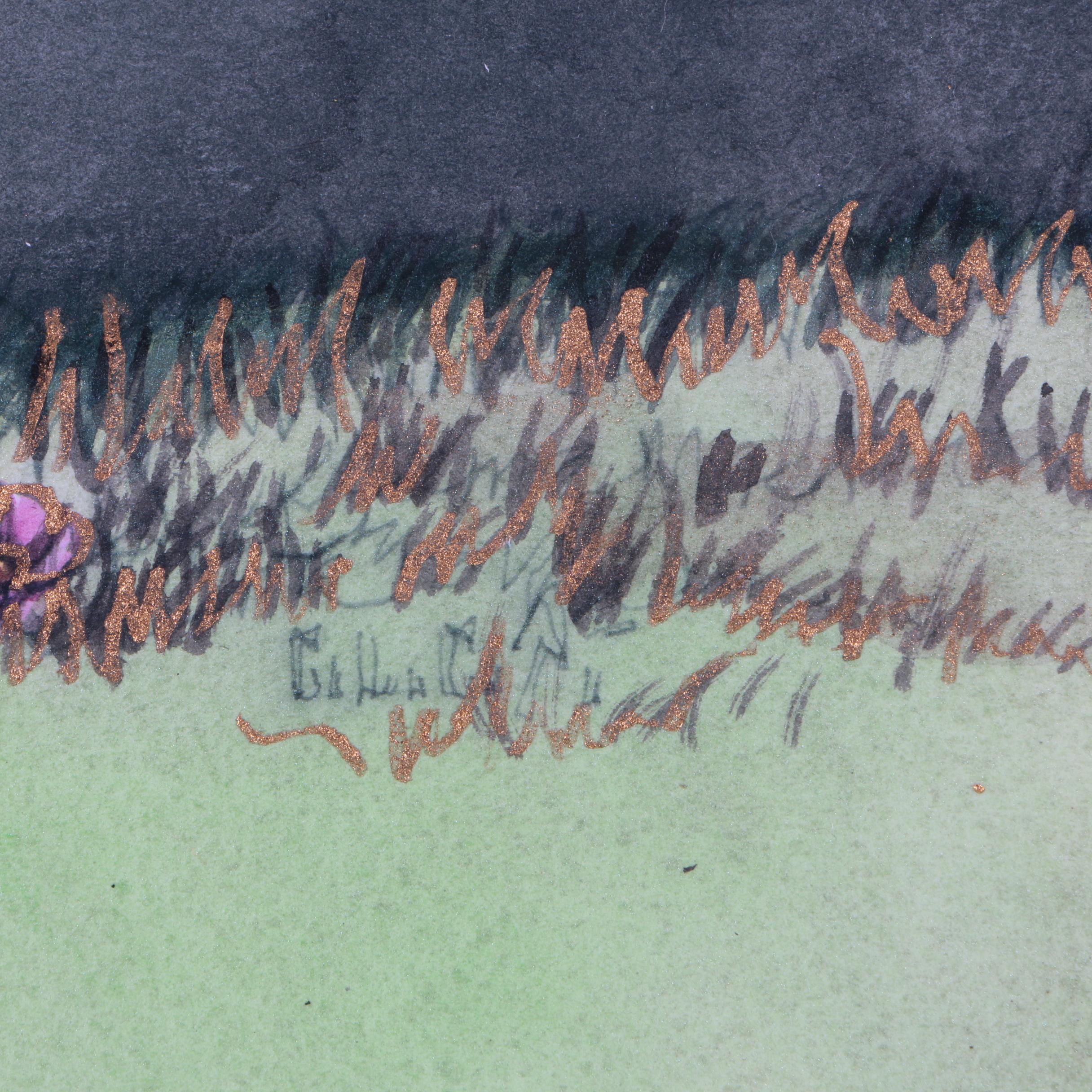 C.L. Cunningham Watercolor, Gouache, and Ink Painting on Paper "Plenty"