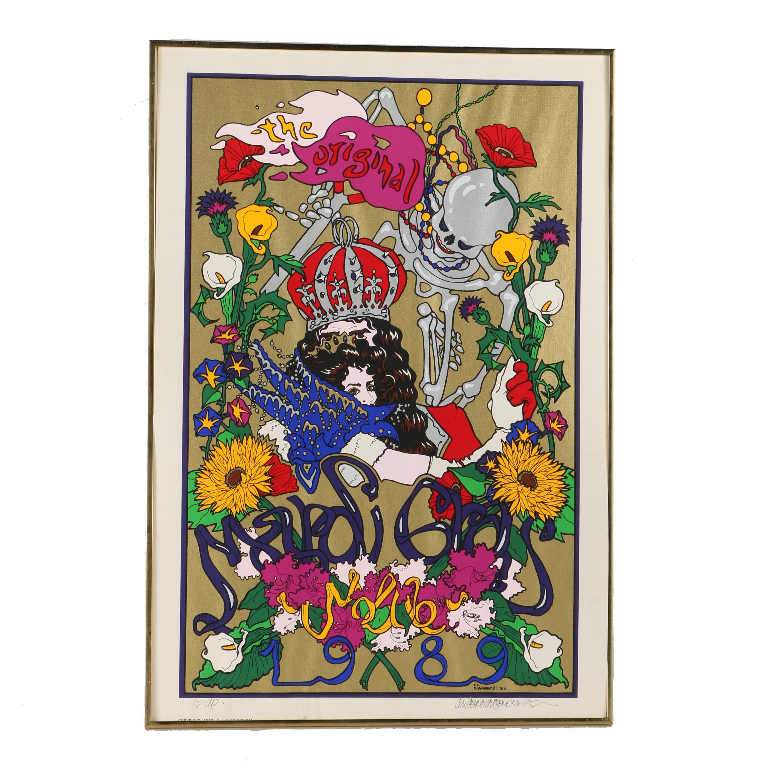 C.L. Cunningham Vintage Artist's Proof Serigraph "The Original Mardi Gras, Mobile, 1989"