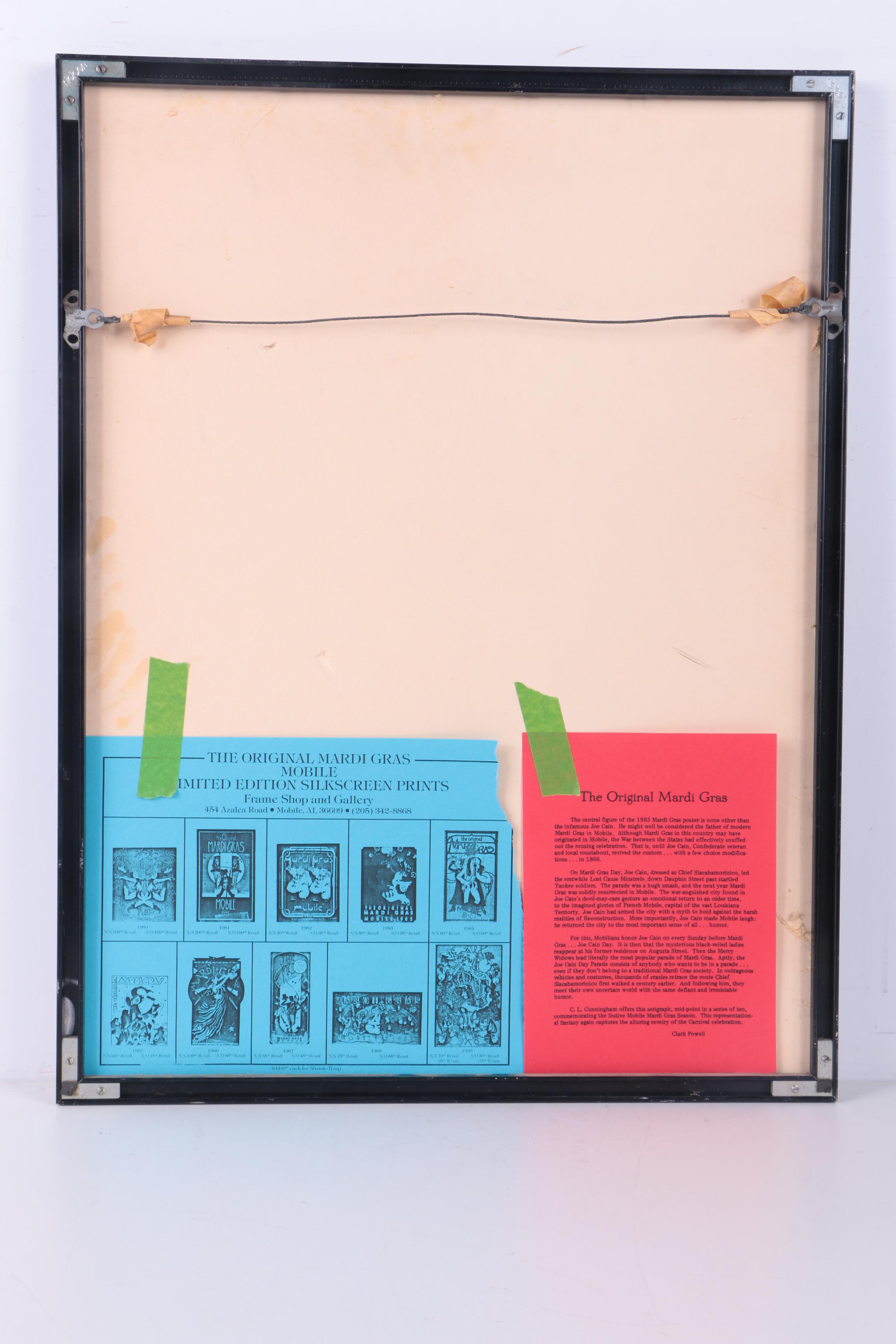 C.L. Cunningham 1982 Artist's Proof Serigraph "The Original Mardi Gras, Mobile, 1983"