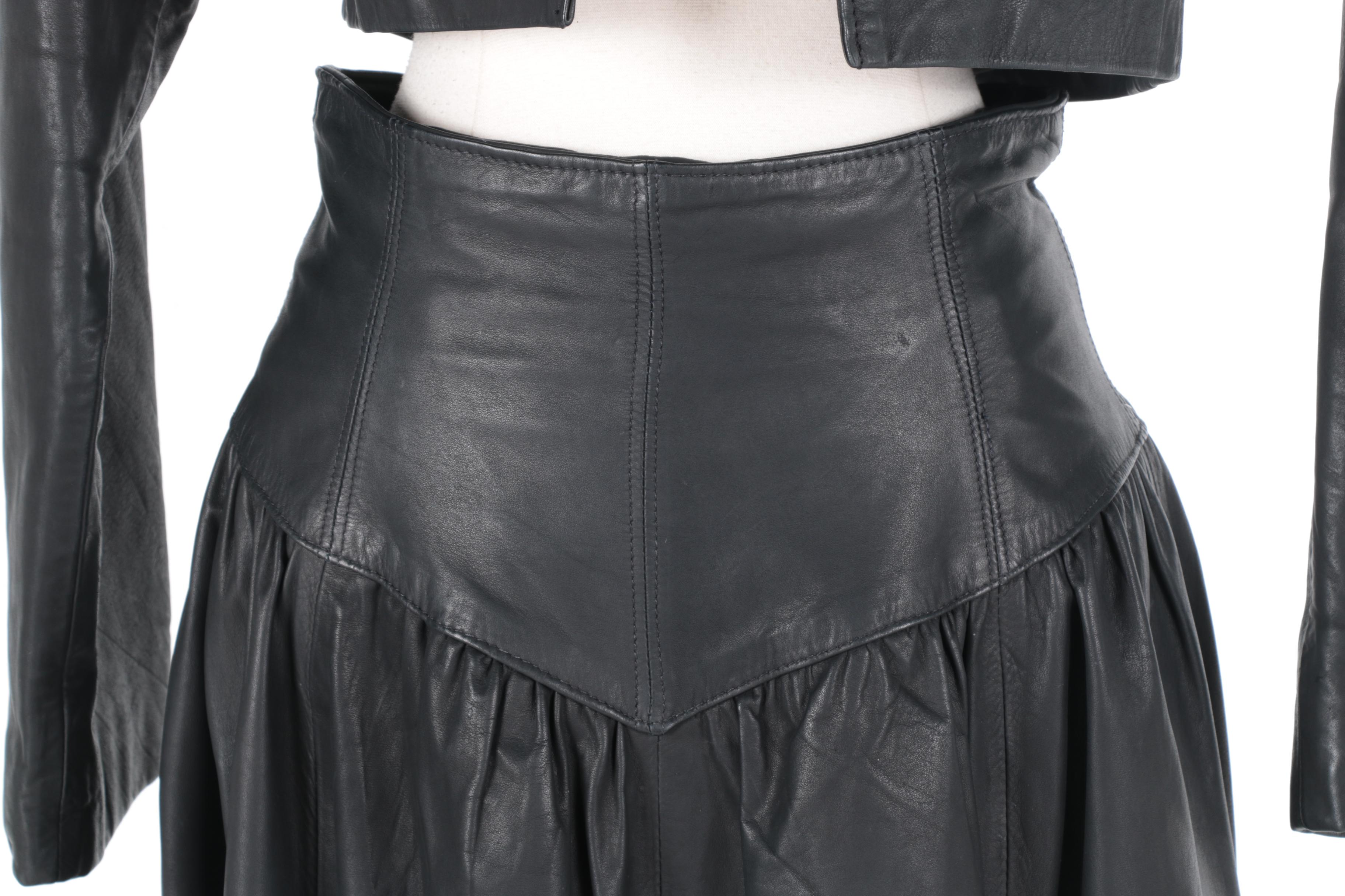 Vintage Gino di Giorgio Black Leather Jacket and Skirt