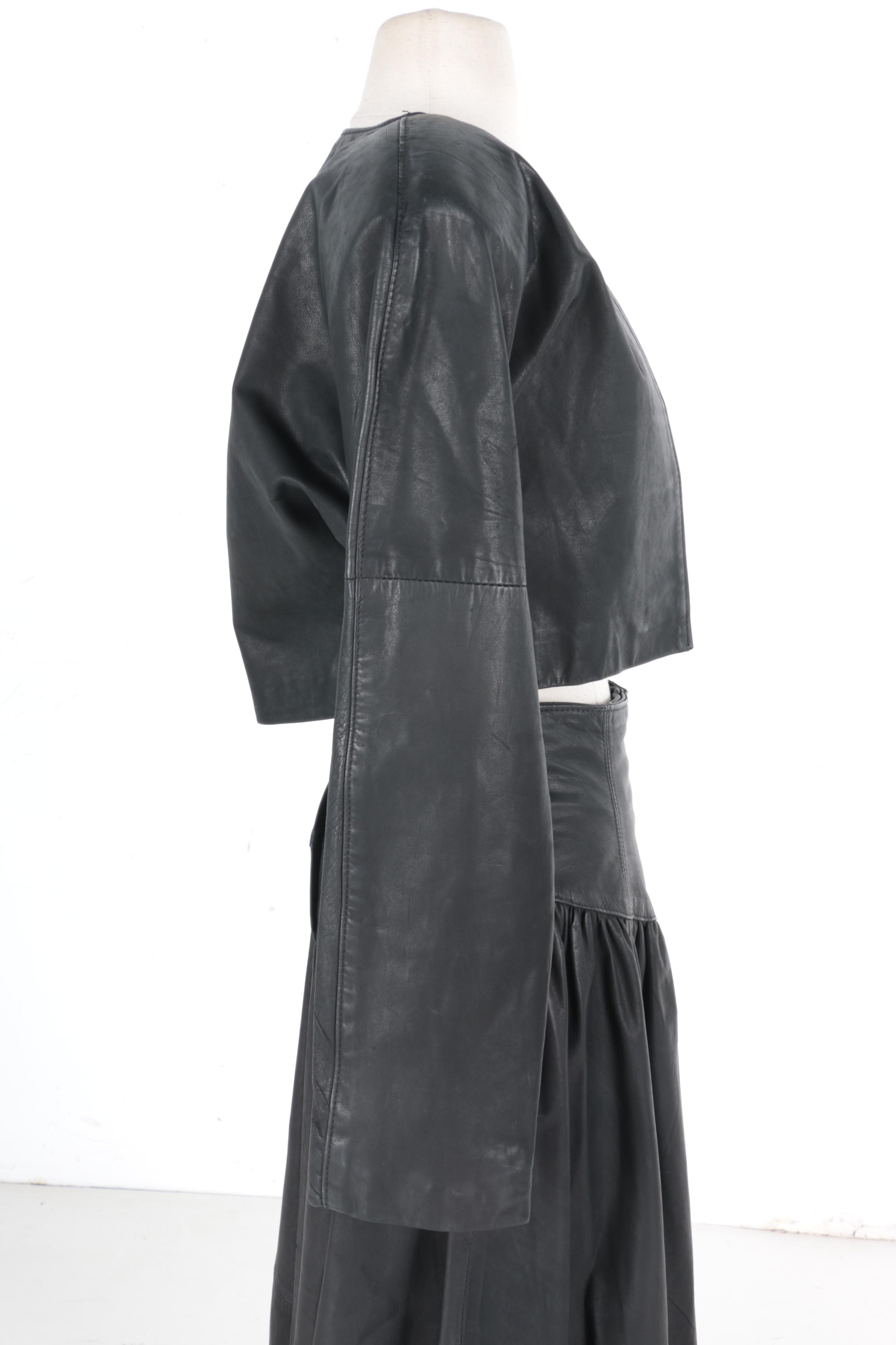 Vintage Gino di Giorgio Black Leather Jacket and Skirt