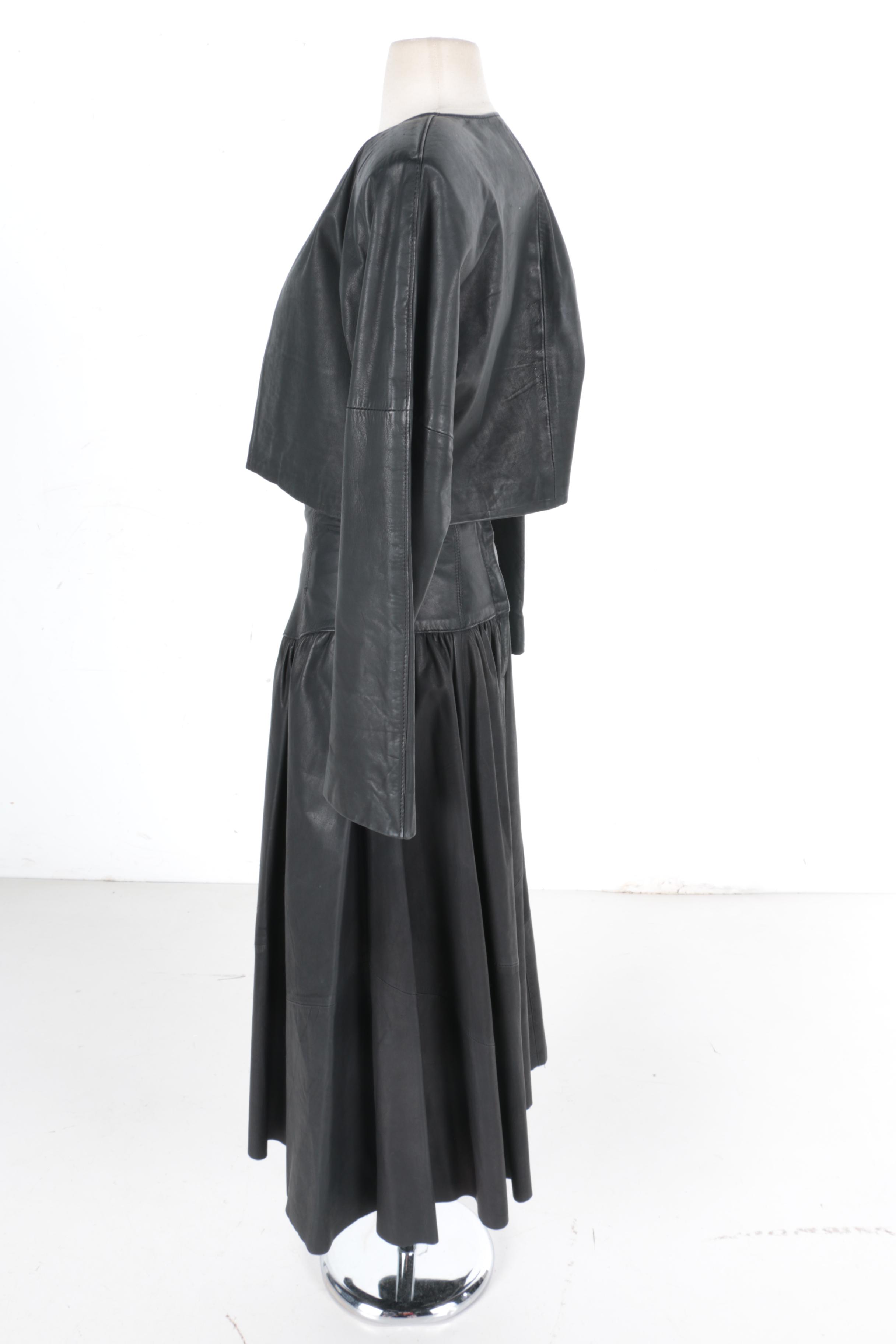 Vintage Gino di Giorgio Black Leather Jacket and Skirt