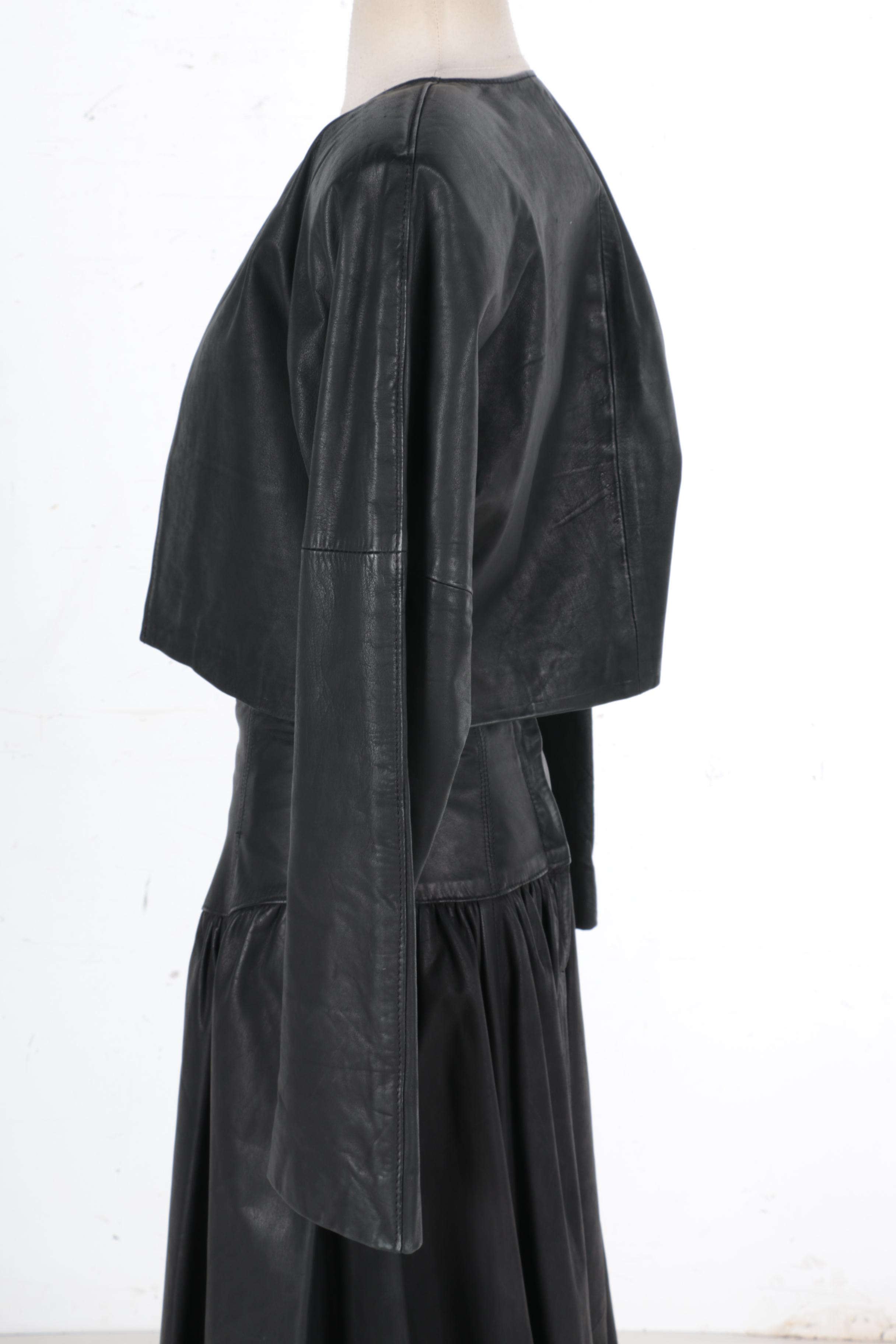 Vintage Gino di Giorgio Black Leather Jacket and Skirt
