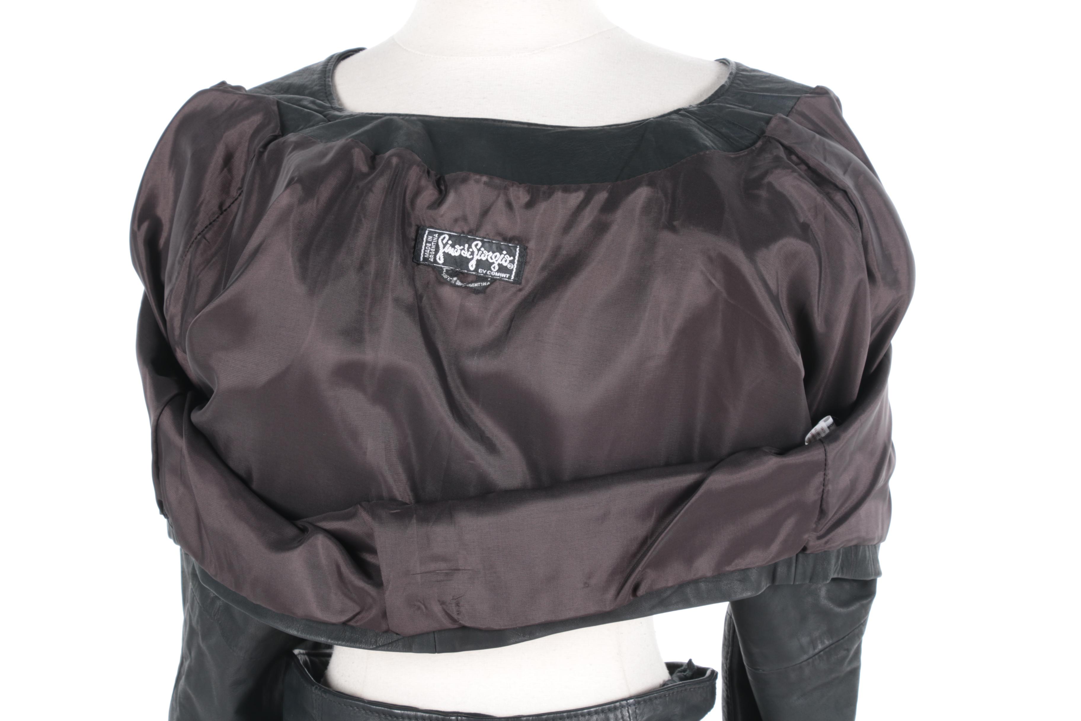Vintage Gino di Giorgio Black Leather Jacket and Skirt