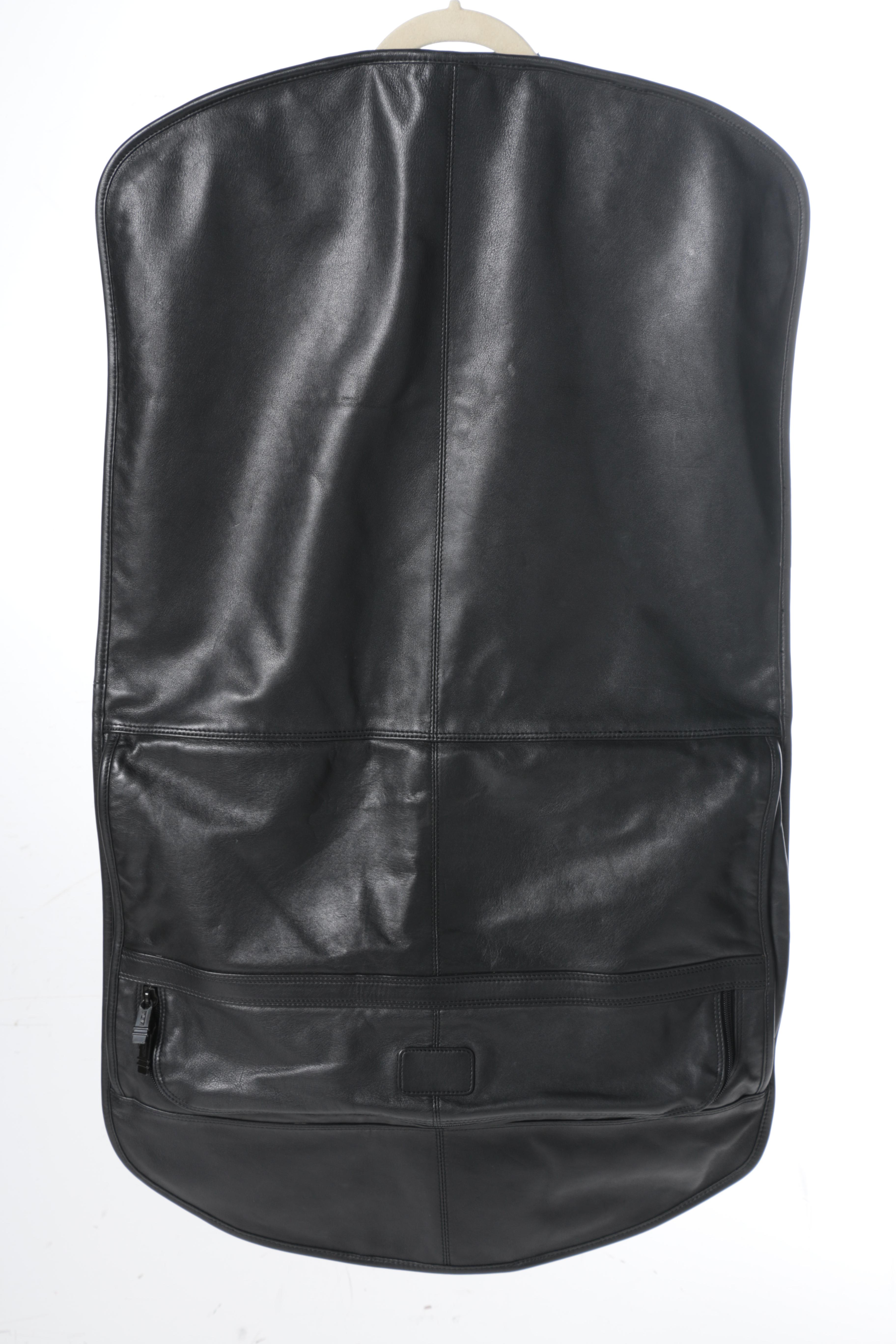 Black Leather Garment Bag by Tumi