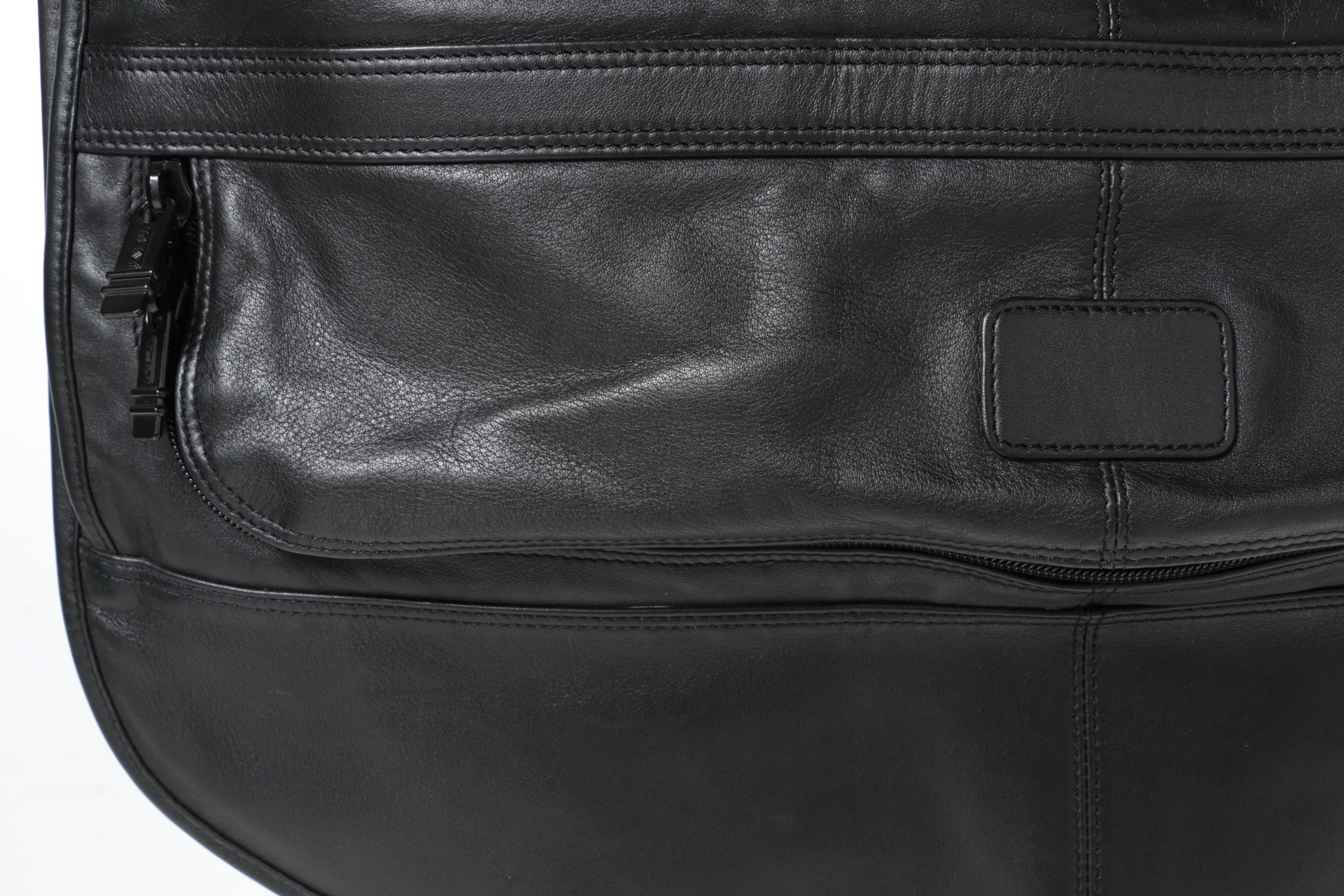 Black Leather Garment Bag by Tumi