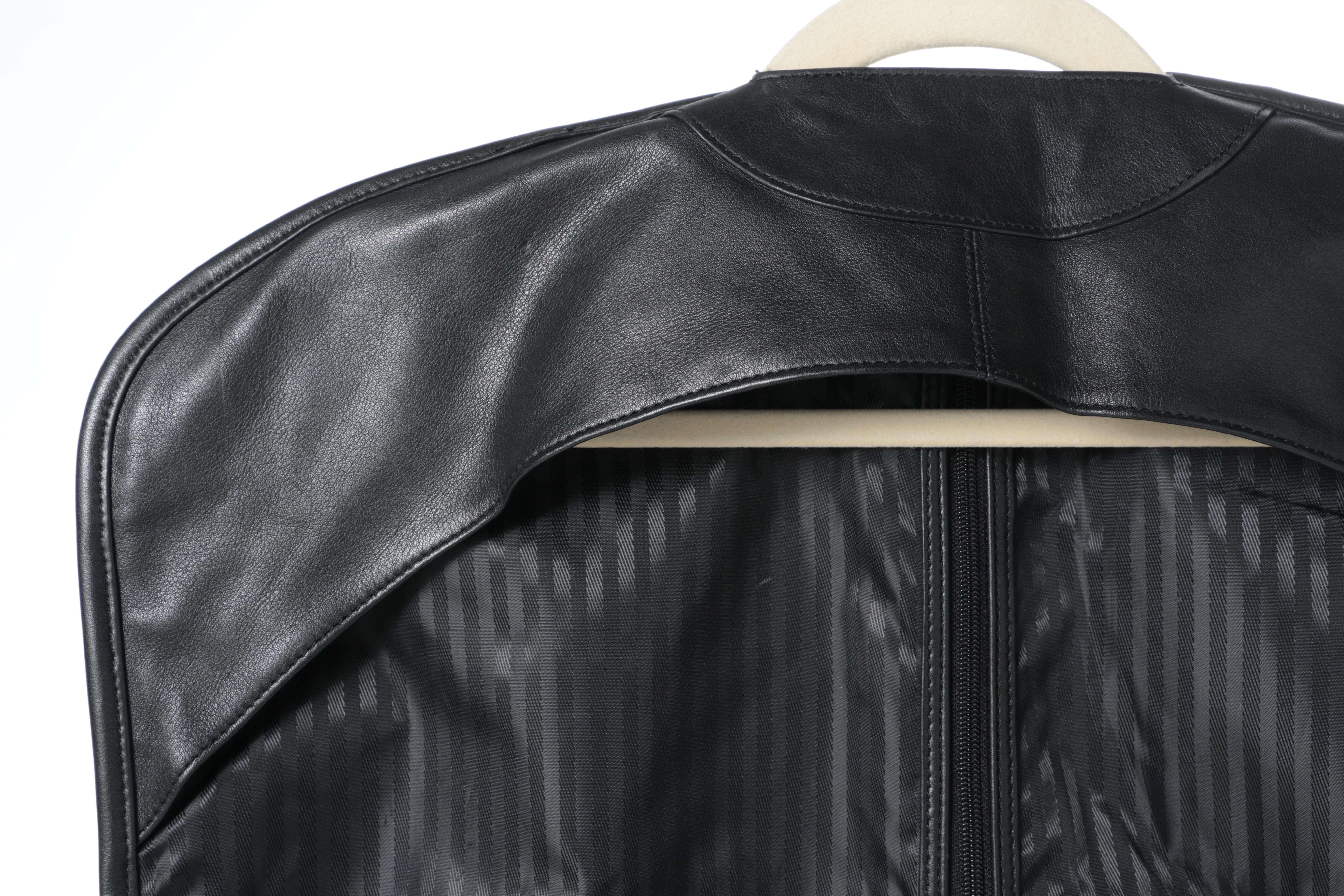 Black Leather Garment Bag by Tumi