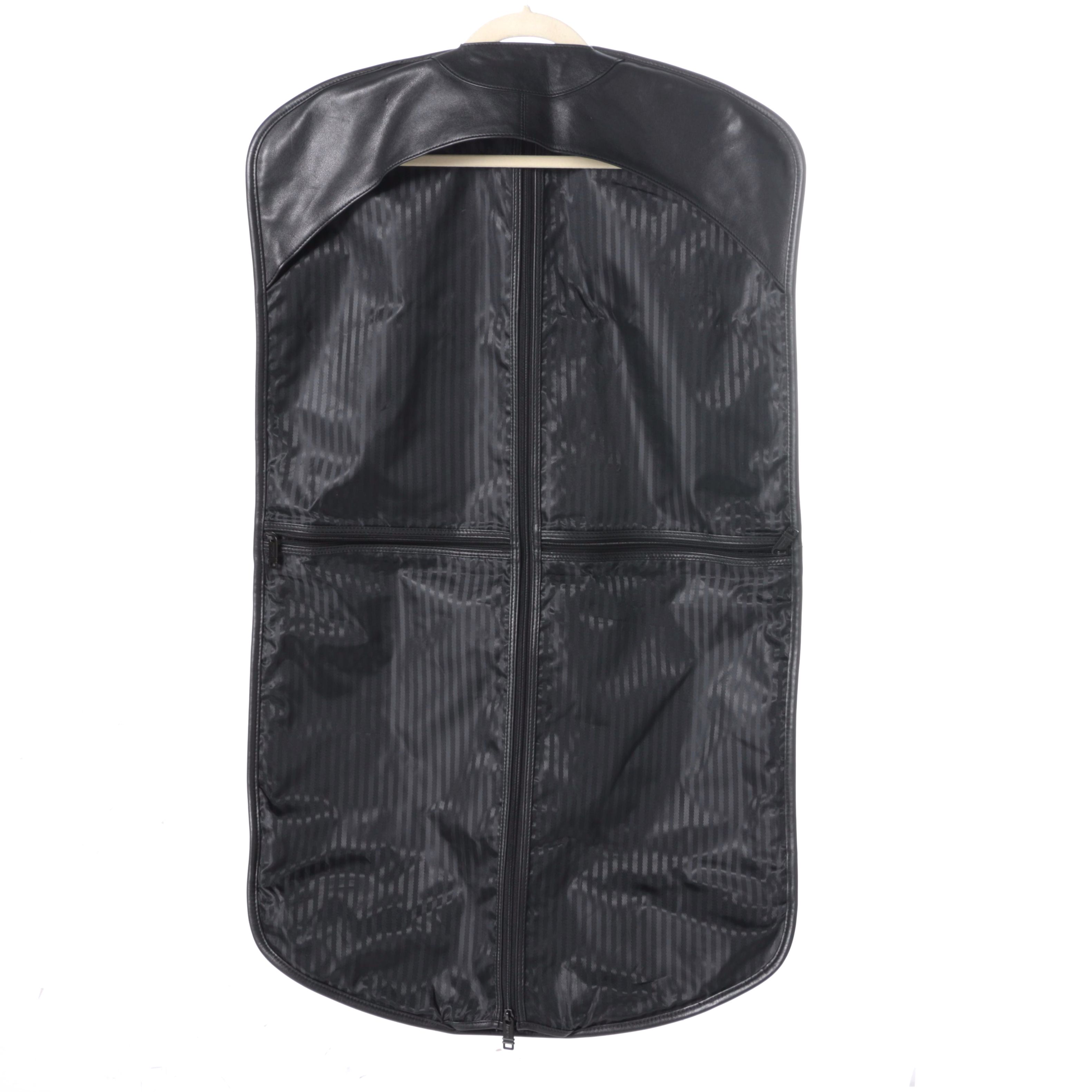 Black Leather Garment Bag by Tumi