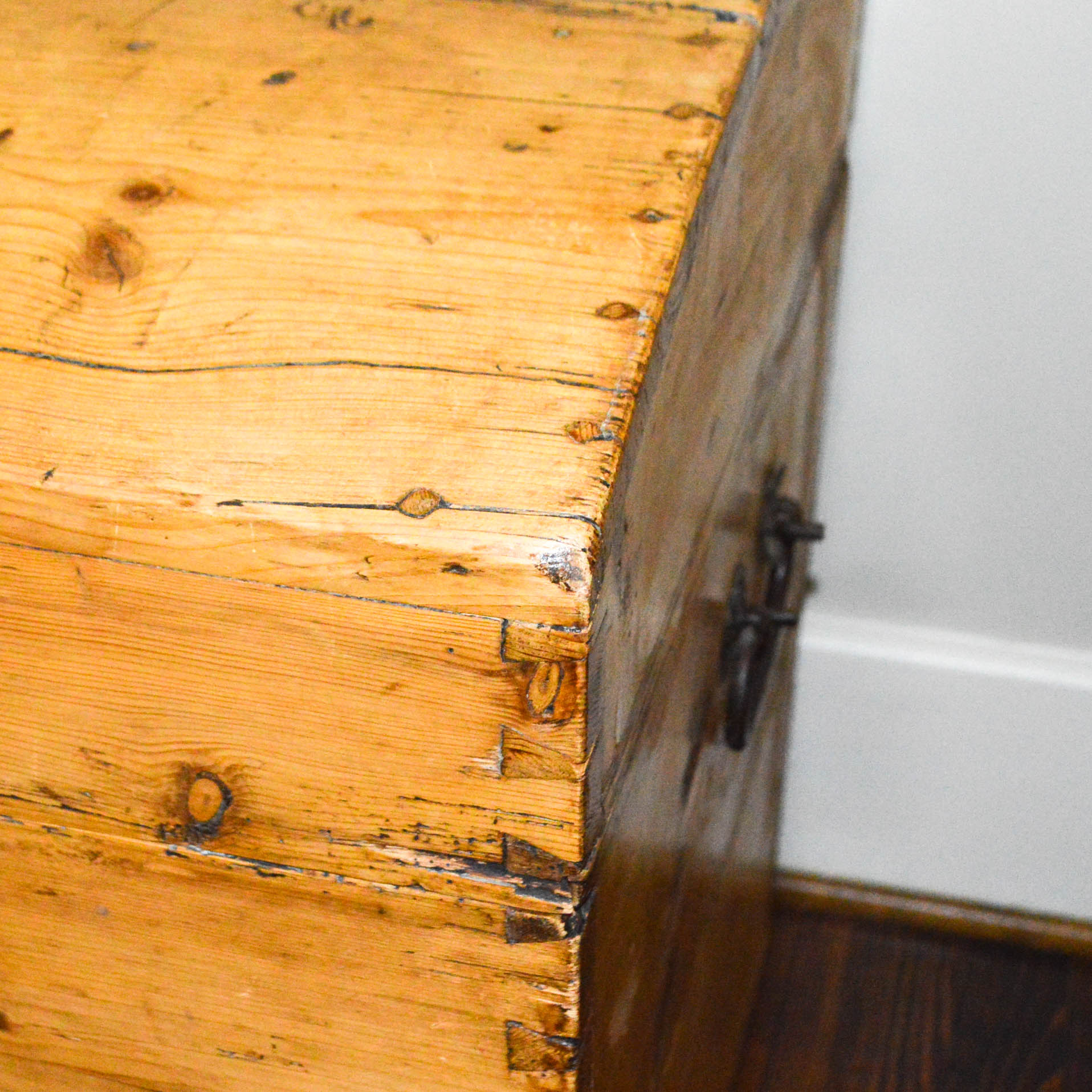 Antique Pine Immigrant's Trunk